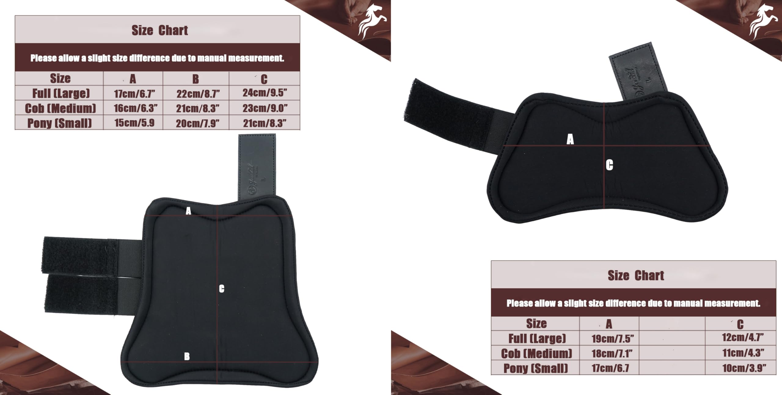QMYBROW Horse Tendon Brushing Boots Open Front & Fetlock Boot, Coffee, Cob (Medium) - Image 4