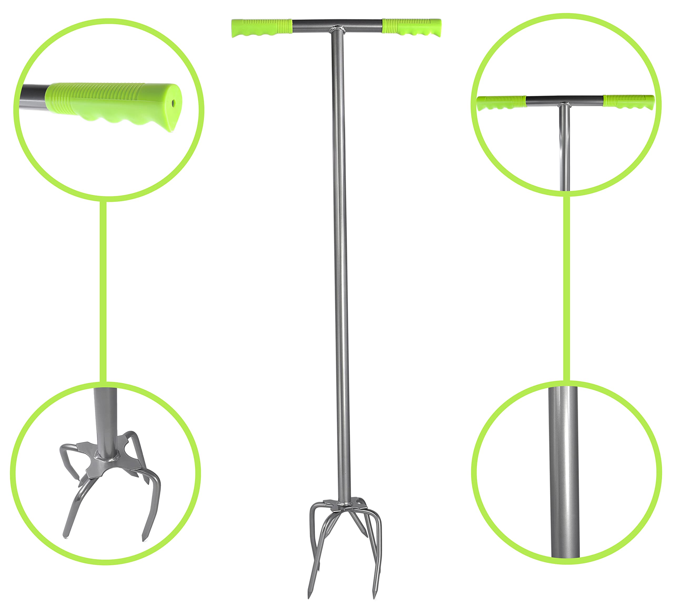 Gartenkralle mit 6 Zinken Unkrautkralle Boden Kultivator Erdkralle Bodenlockerer Grubber Gardenclaw Twist Tiller Vertikutierer Unkrautentferner Länge 97cm