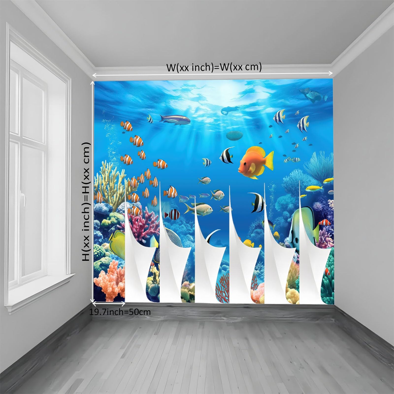 Vlies Fototapete 300 x 210 cm - FotoTapete Schlafzimmer Wohnzimmer Moderne Vliestapete Wandtapete Motivtapeten Bildtapete 3d Effekt Wand Dekoration - Blau Ästhetische 3D Unterwasserwelt Fische