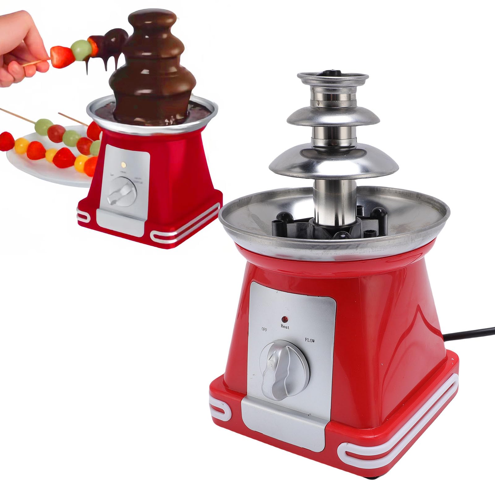 Asixxsix Stainless Steel Chocolate Fountain, 3 Tier Electric Chocolate Fondue Fountain Machine, Electric Melting Machine for Chocolate Sauce, Wedding, Party, Birthday (US Plug 110V)