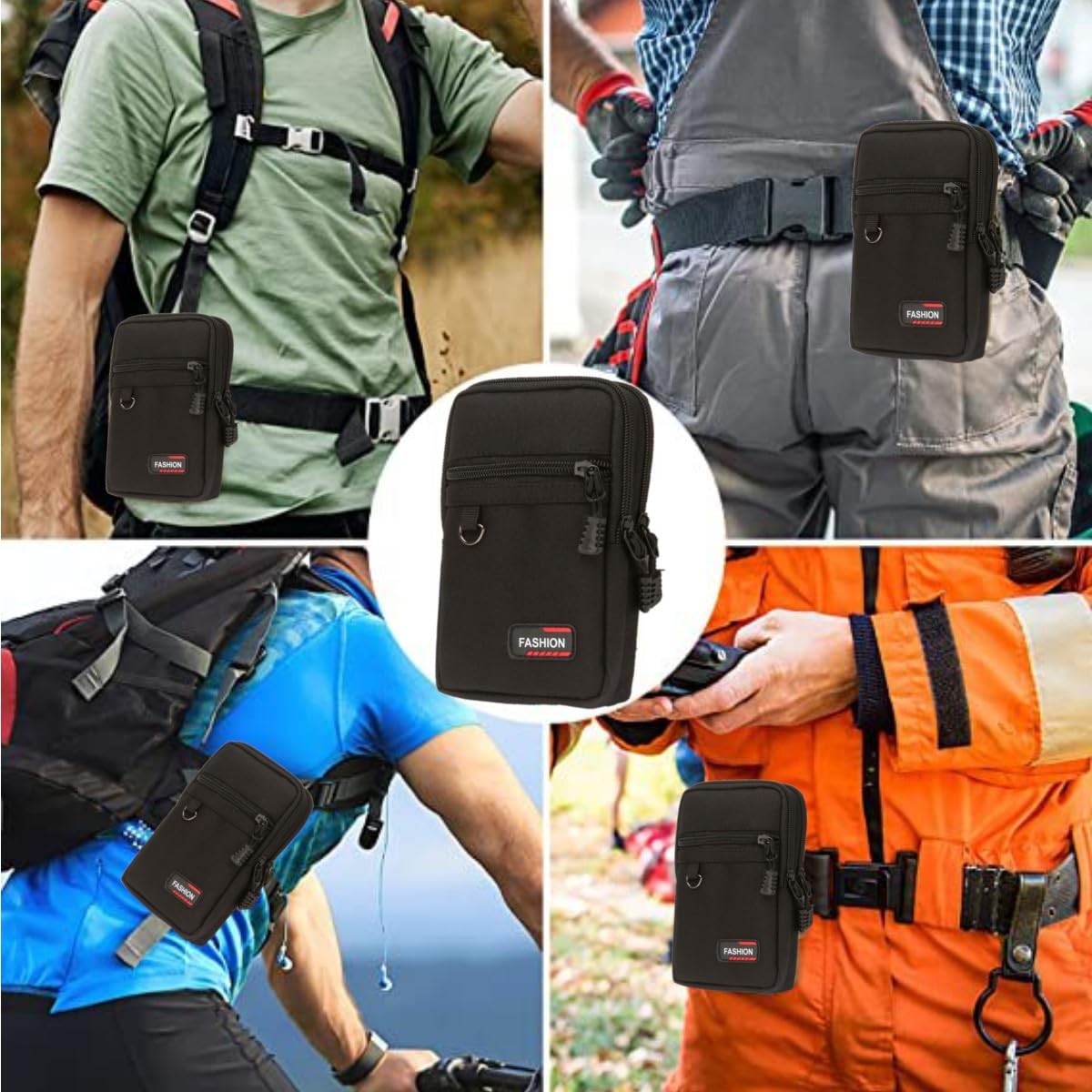 Handy Gürteltasche,Handy Gürteltasche aus Nylon,wasserdichte Bauchtasche,Handyholster,Handytasche Werkzeughalter,Gürteltasche Herren Taillentasche für Wandern,Camping,Rettung. (Schwarz)