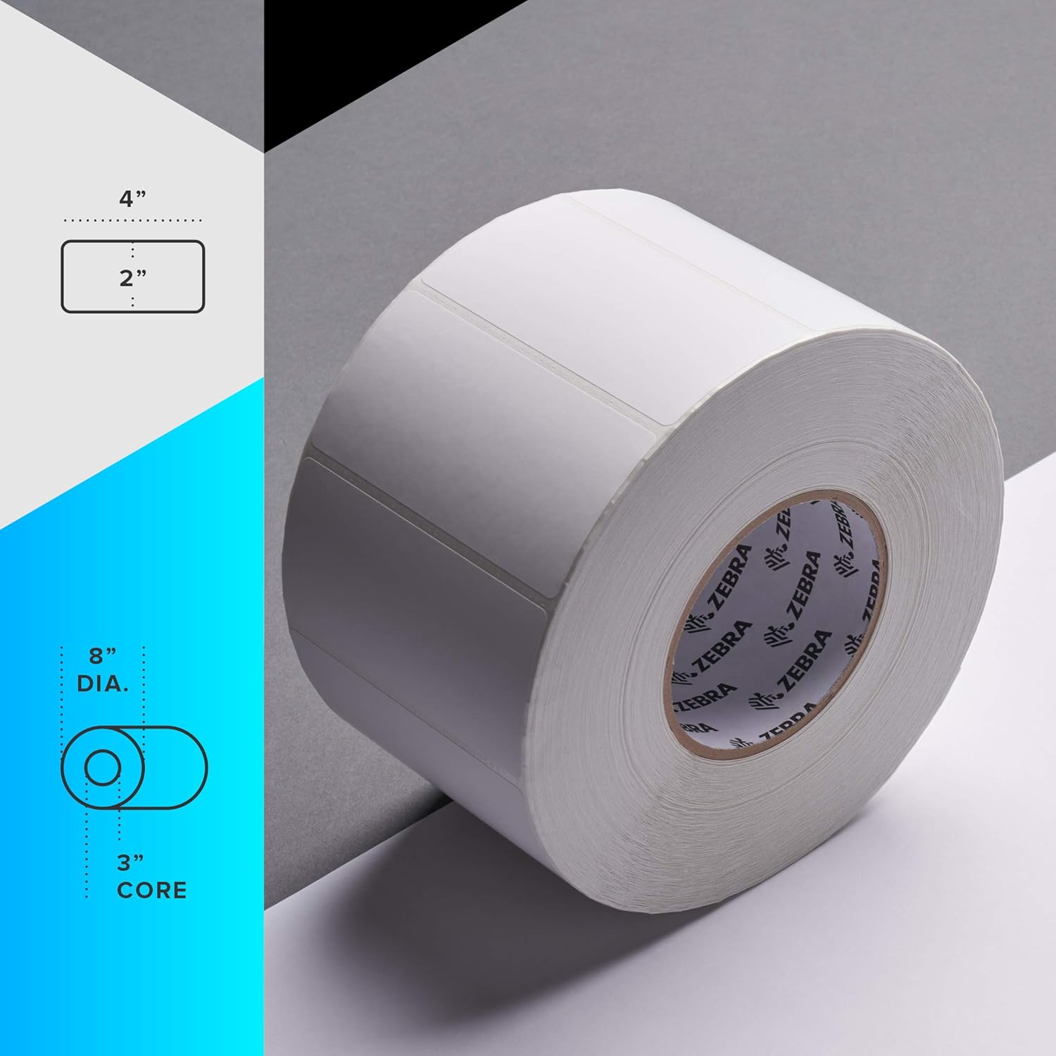 Zebra 4 x 2 in Thermal Transfer Paper Labels Z-Perform 2000T Permanent Adhesive Shipping Labels 3 in Core 4 Rolls 10031656SP