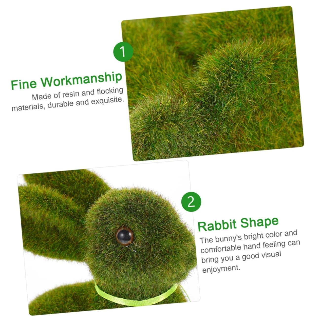 YARNOW 2 Ensembles Lapin Floqué Foins Lapin De Bureau Décoration De Hamster Figurine Accessoires pour Cochons d'Inde Verser Art Topiaire Lapin De Terrarium Multi Mousse Green 4 Pièces * 2