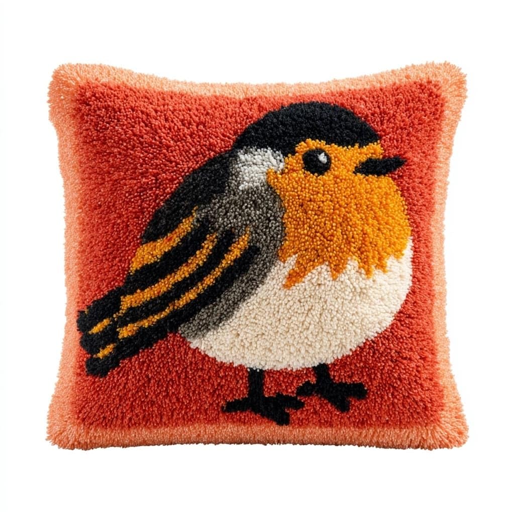 AxiangziK Latch Hook Cushion Kits for Beginners,Lovely Robin
