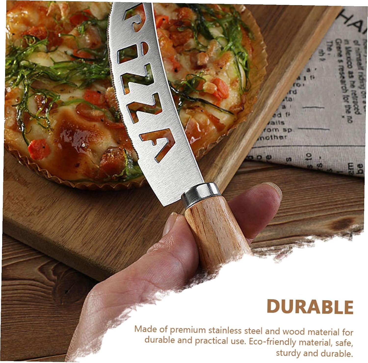 Pizza Roller Wheel Cutter with Wooden Handle 2pcs Stainless Steel