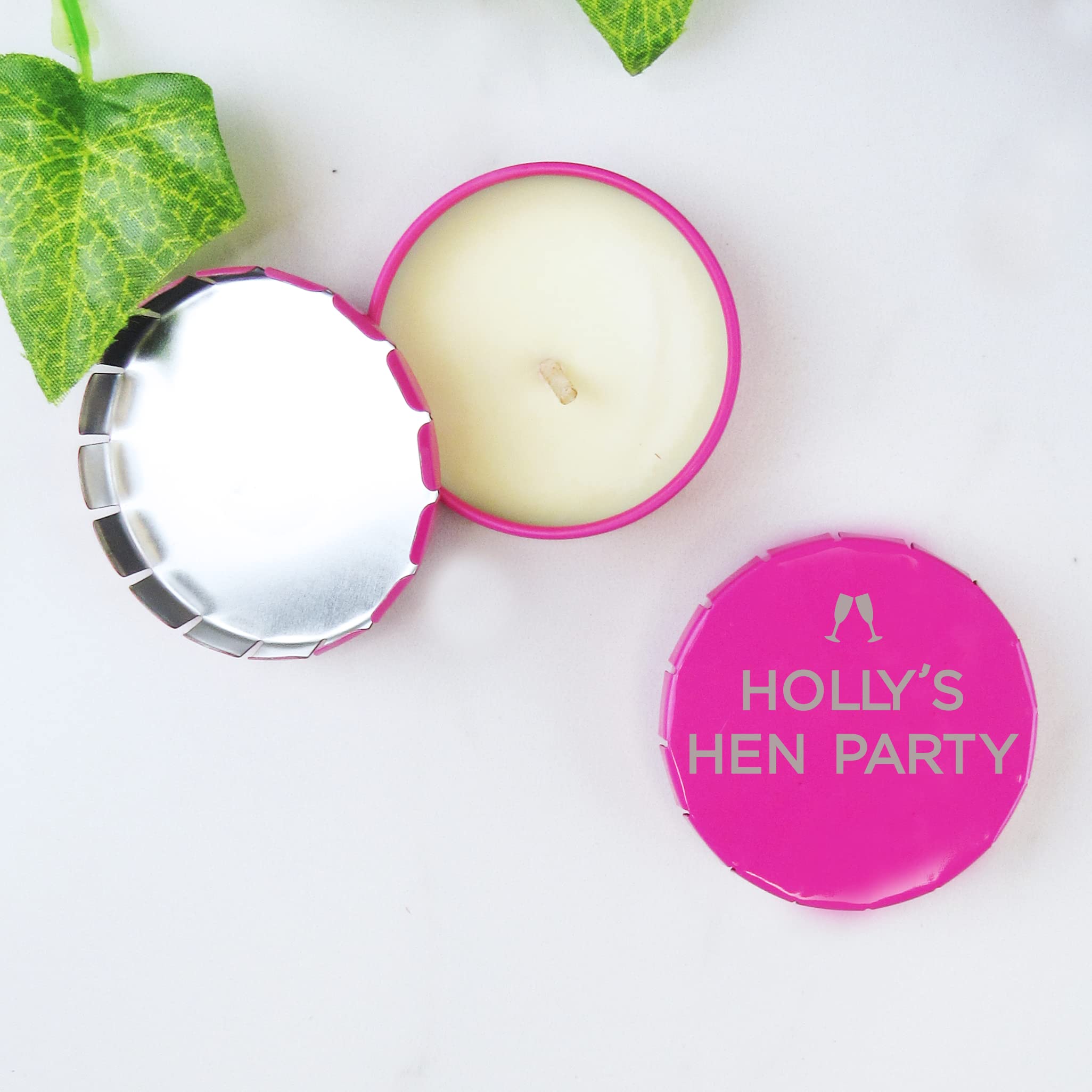 Ebuygb Girls Pink Personalised Vanilla Scented Hen Party Candle, Bridal Party Bag Favours For Hen Do, Weekend, Bride Tribe (Sample)