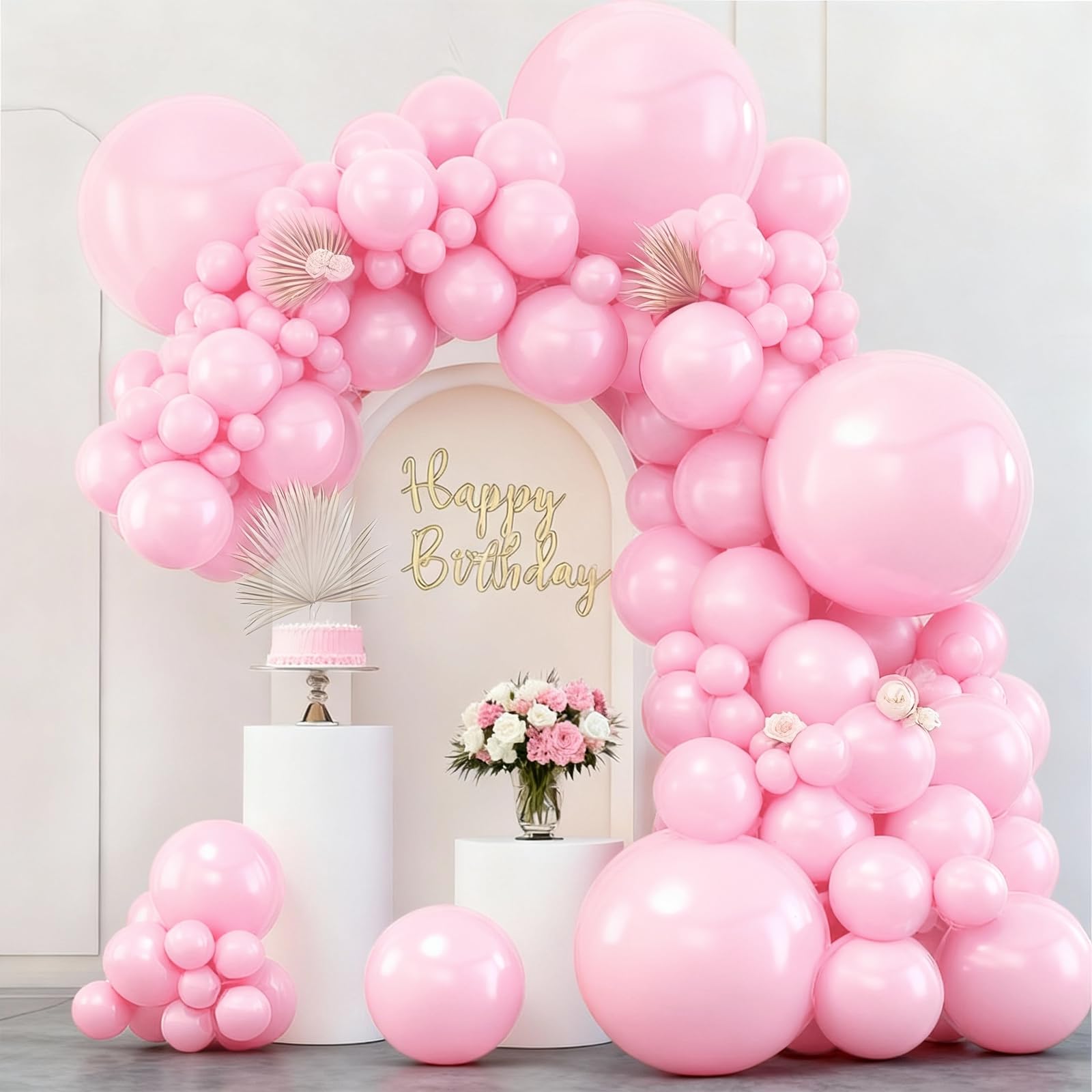 Photo 1 of **2 PACKS** Blocesa Pink Balloon Arch Kit, 133pcs Pastel Light Pink Latex Balloons in 36in,18in,12in,10in,5in Different Size Pink Balloons for Bridal Showers Wedding Anniversary Bachelorette Birthday Party Decor