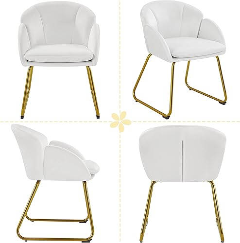Miniatura 4 de Topeakmart Silla decorativa moderna, silla de terciopelo estilo floral, silla de tocador con patas mentales doradas para sala de estar, dormitorio,