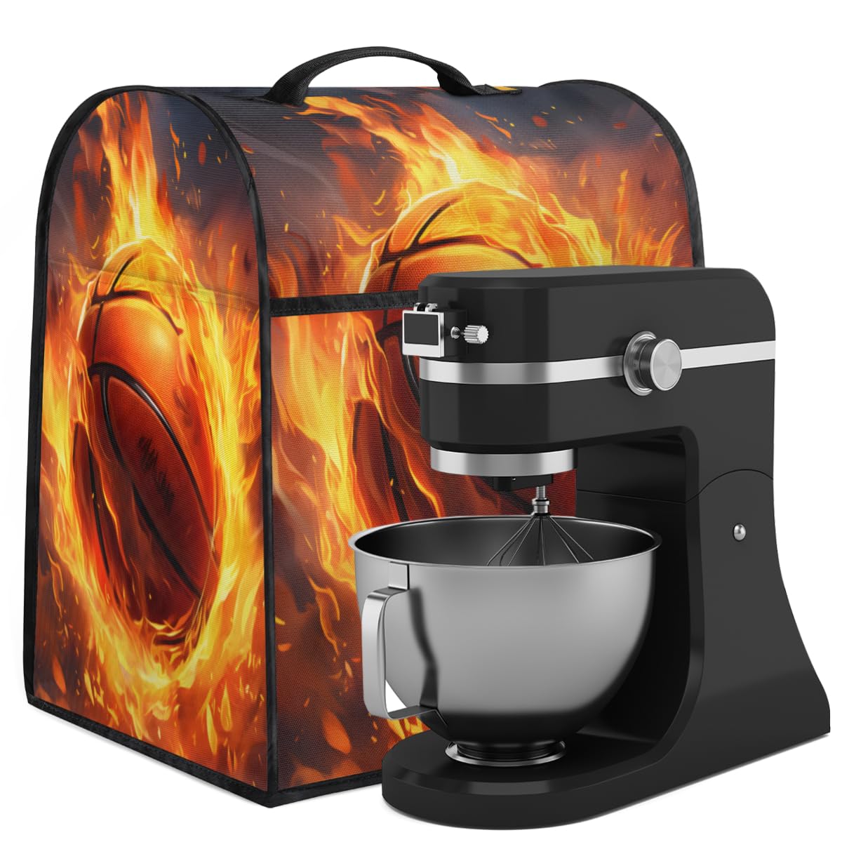 Coffee Maker Cover Flame Basketball Kitchen Appliance Covers Small Appliance Covers Blender Cover Juicer Cover Dust Covers for Kitchen Appliances with Top Handle and Pockets,Washable,C515
