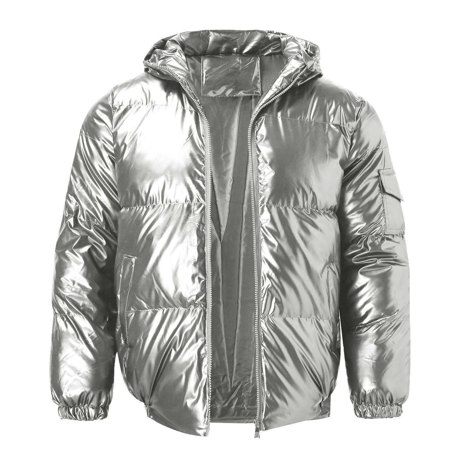Giubbotto Trapuntato Invernale, Piumino Invernale Uomo Piumino Pesante Invernale Lucido Uomo Antivento Impermeabile con Cappuccio Termico con Cerniera E Tasche Giacca a Vento Giubbino Softshell Uomo