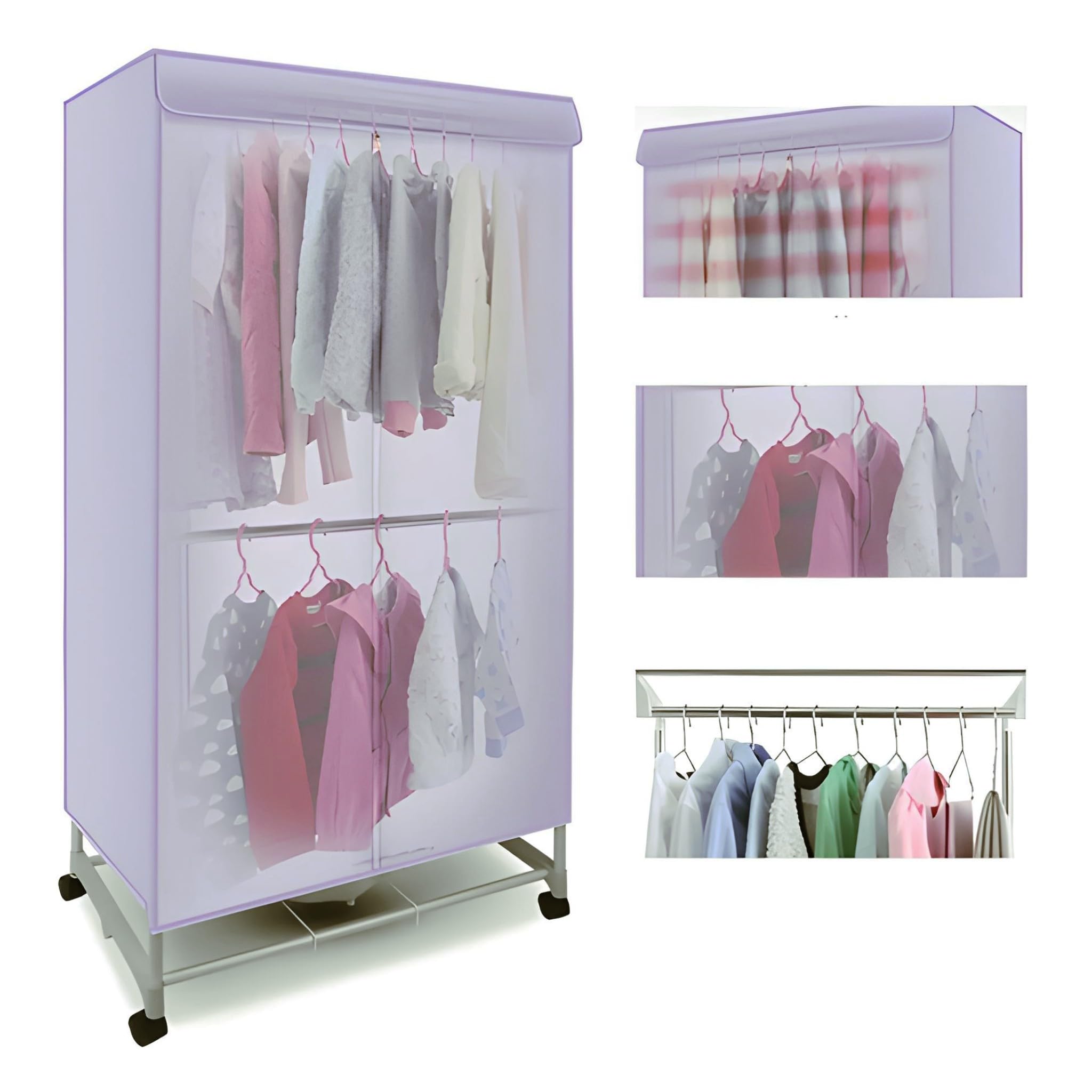 Bricoloco Secadora Eléctrica Portátil 1200 W y hasta 70 grados, 2 alturas y hasta 15 kgs de ropa - Antibacteriano-Solución ideal para Secar las prendas en invierno