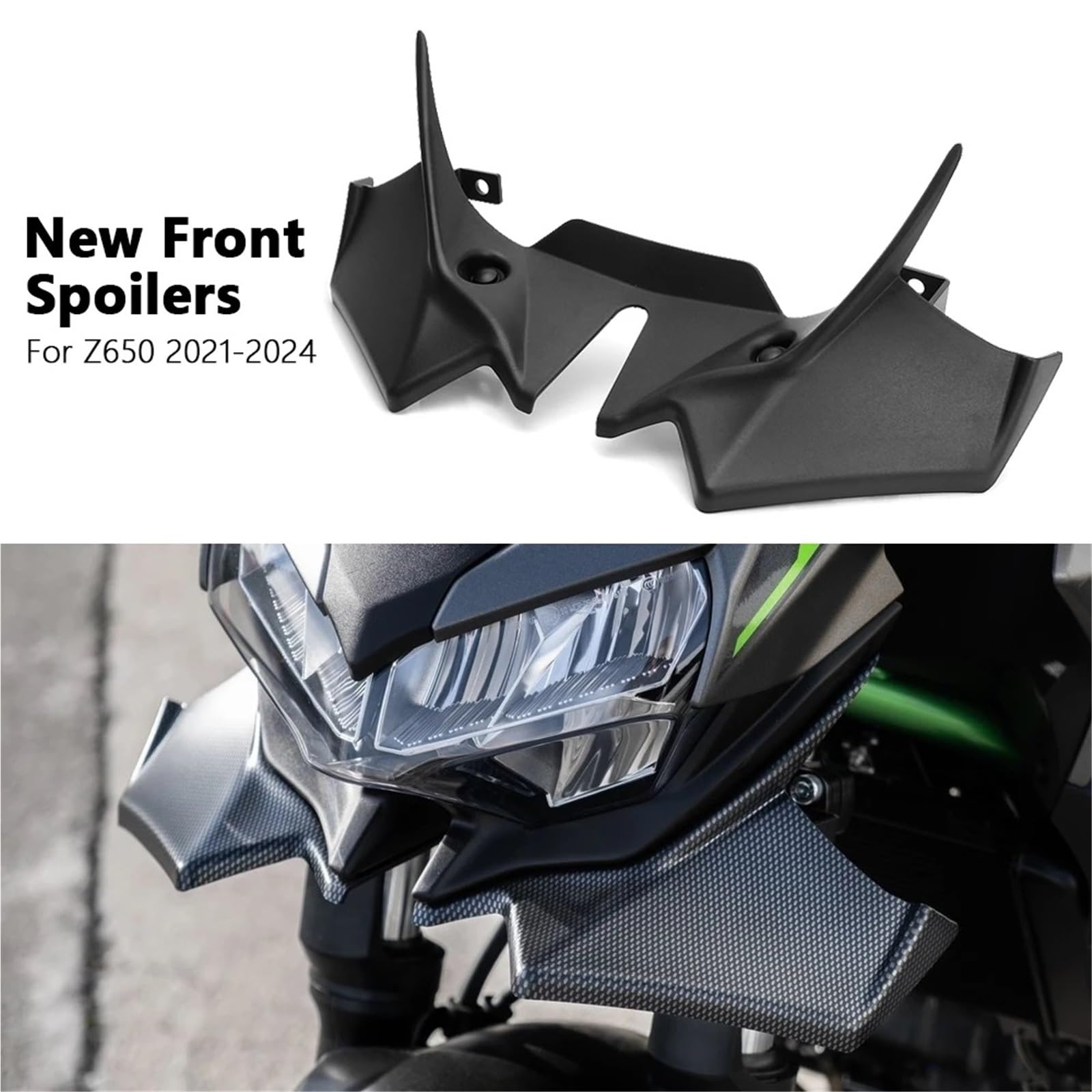 Front Bumper Splitter dachowy Pasuje do Kawasaki Z 650 Z650 2021-2025 Spoiler Winglets Aerodynamiczny Przednia Owiewka Akcesoria