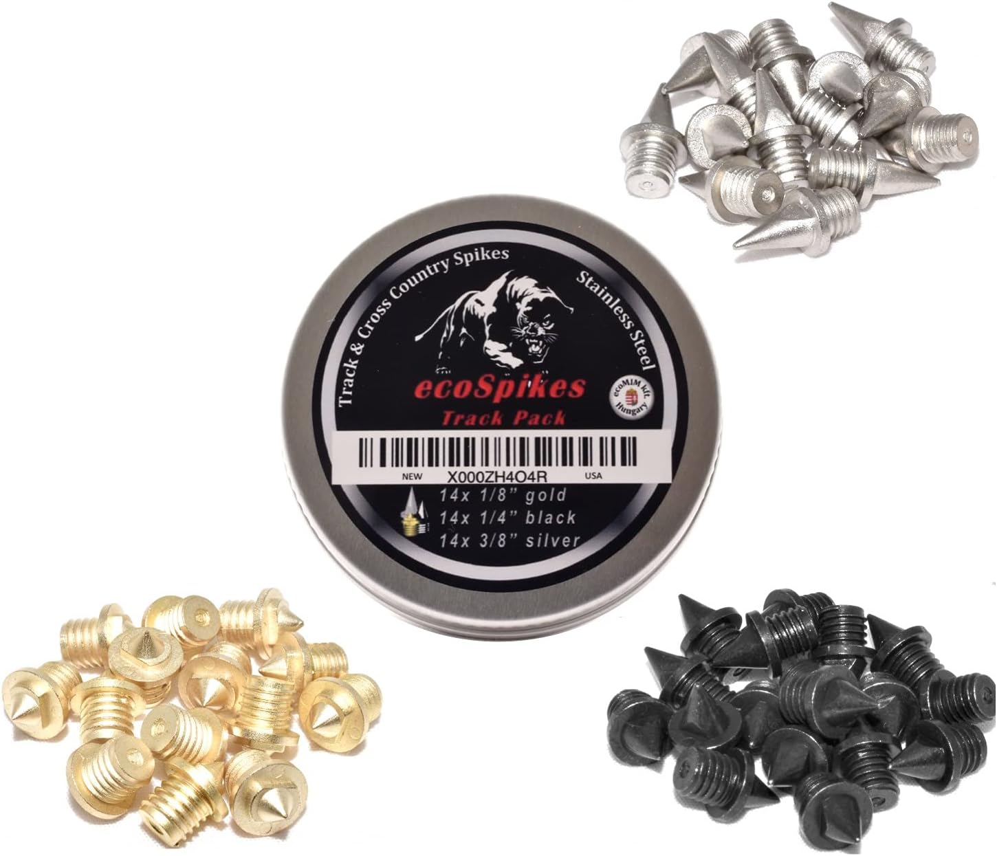 Track Pack - Color Coded Track and Cross Country Spikes (1/8",1/4",3/8")