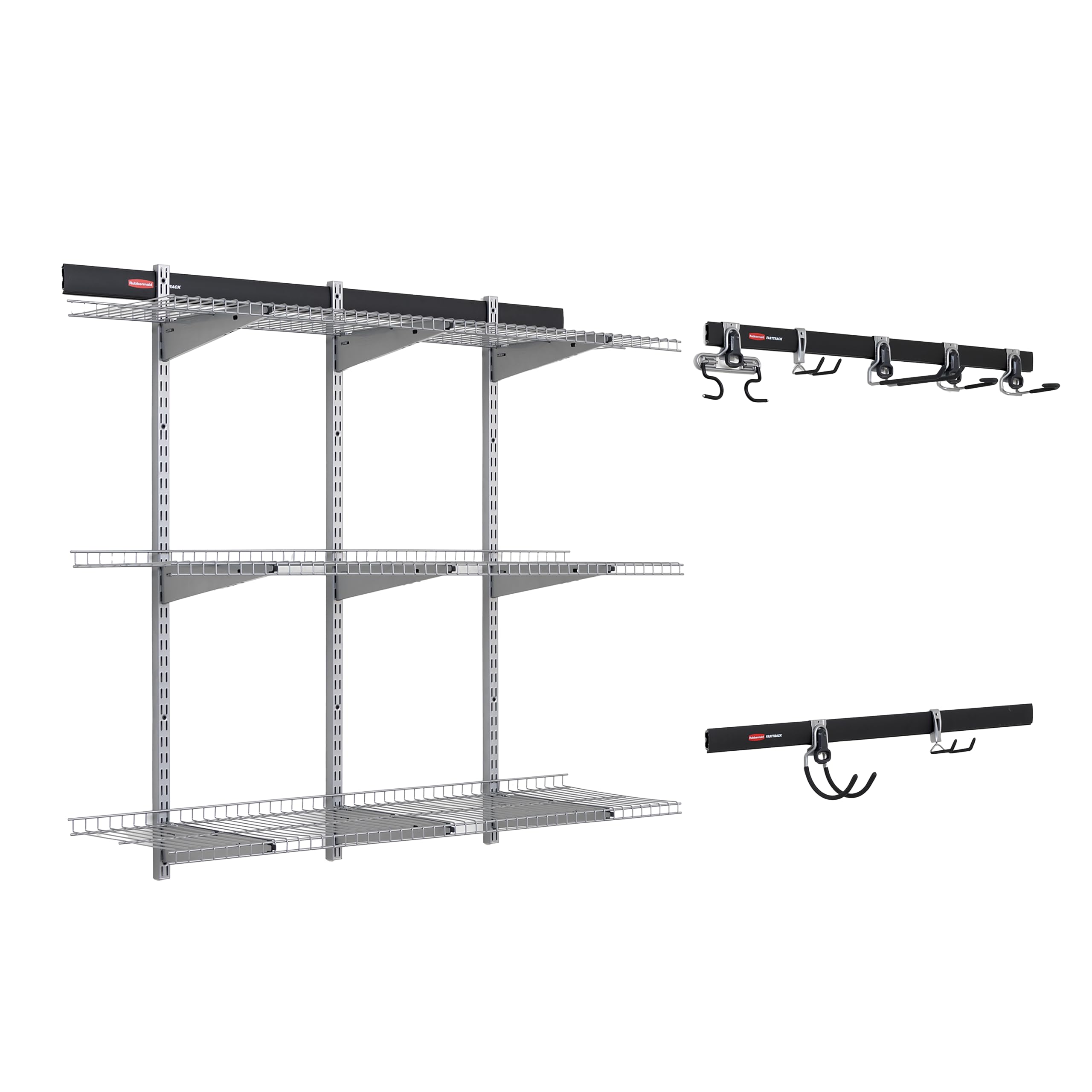 Rubbermaid 25-Piece Fasttrack Garage Storage System Kit for Garage Organization