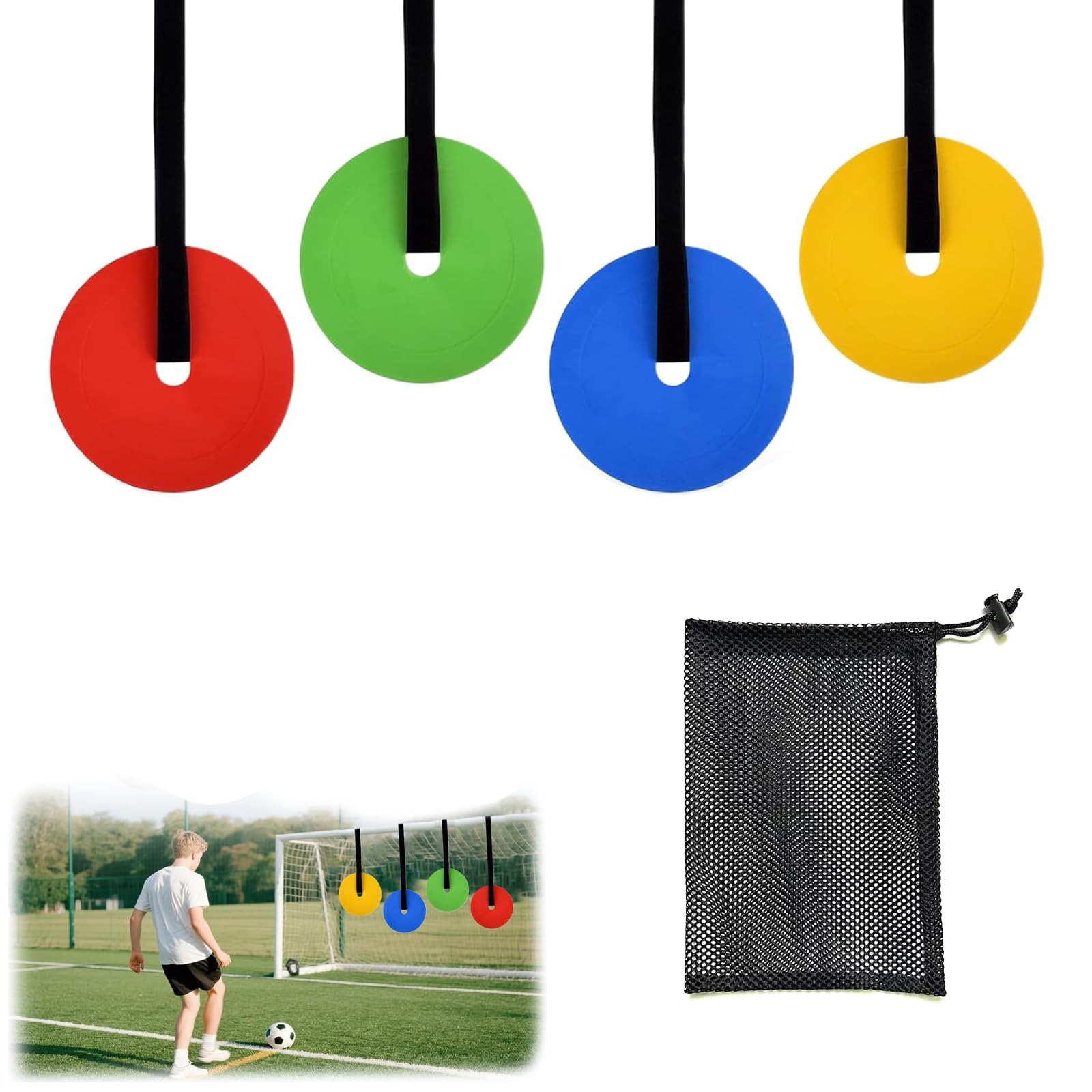 4 Bersagli Per Porta Calcio Da 15cm Con Borsa, Kit Allenamento Calcio, Accessorio Per Allenamento Tiri Mirati, Per Bambini E Adulti, Pratica Borsa Inclusa.