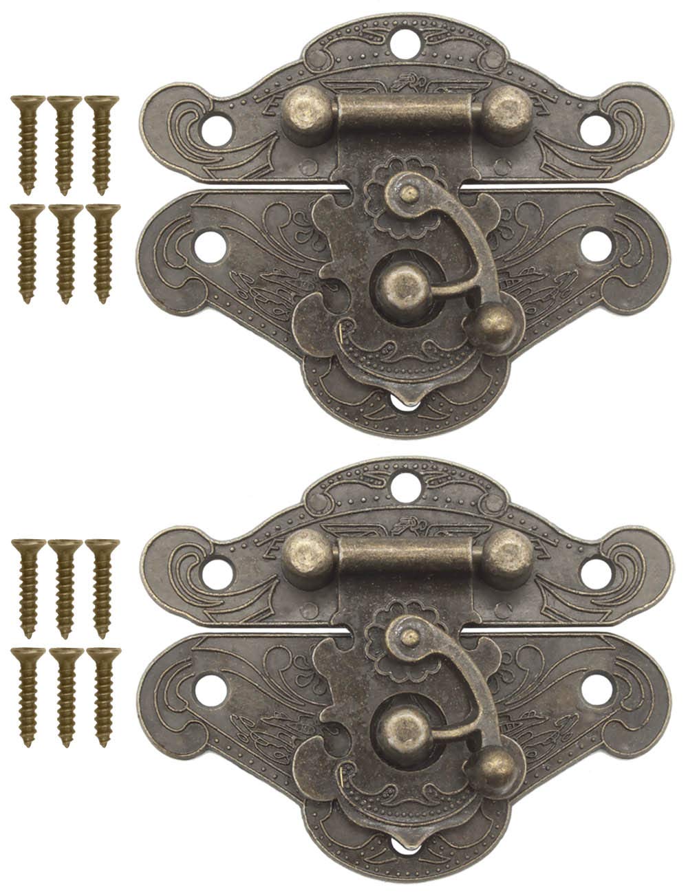 FUXXER® 2 chiusure antiche, ganci a blocco, design in ferro bronzo, 64 x 50 mm, set da 2 pezzi