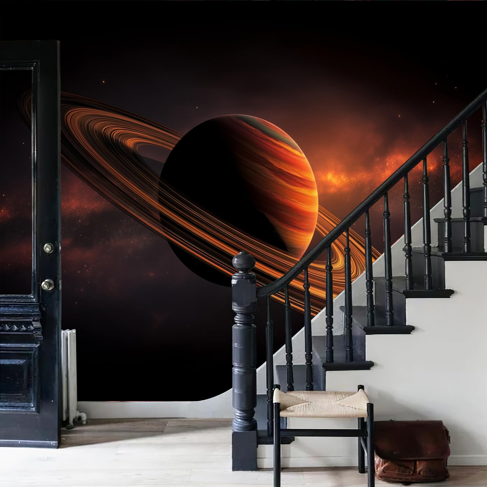 Mural de pared Saturno Astronomía Ciencia Ficción, Papel Pintado Fotográfico Seda, 350 x 256cm (ancho x alto) para Decoración del Hogar, Salón, Dormitorio, Habitación Infantil