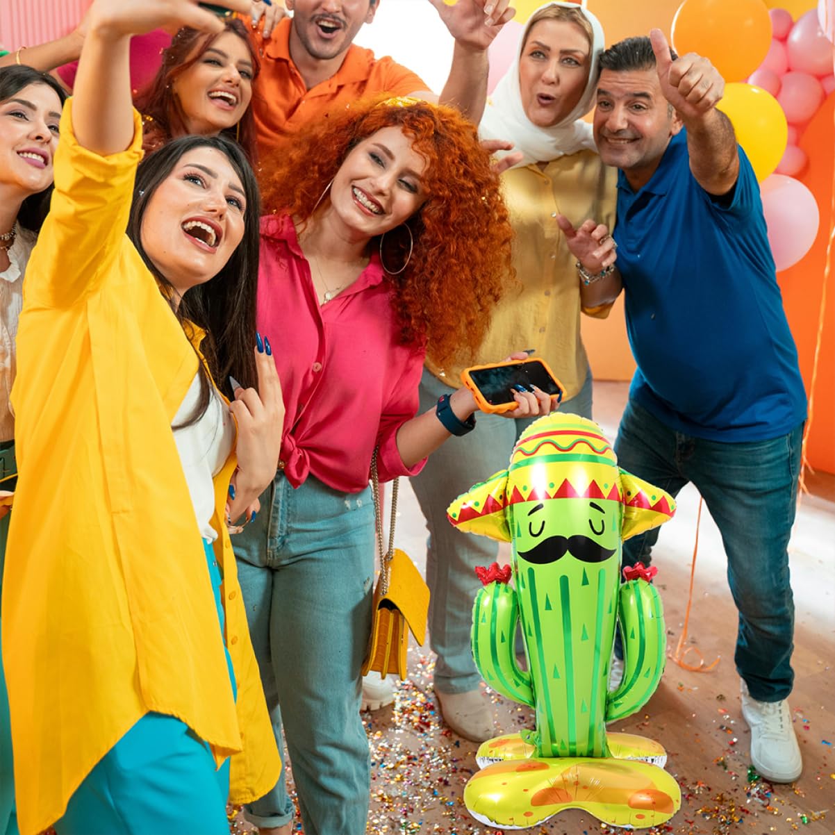 4 Stück Kaktus Folienballons aus Aluminiumfolie Grün für Partydeko