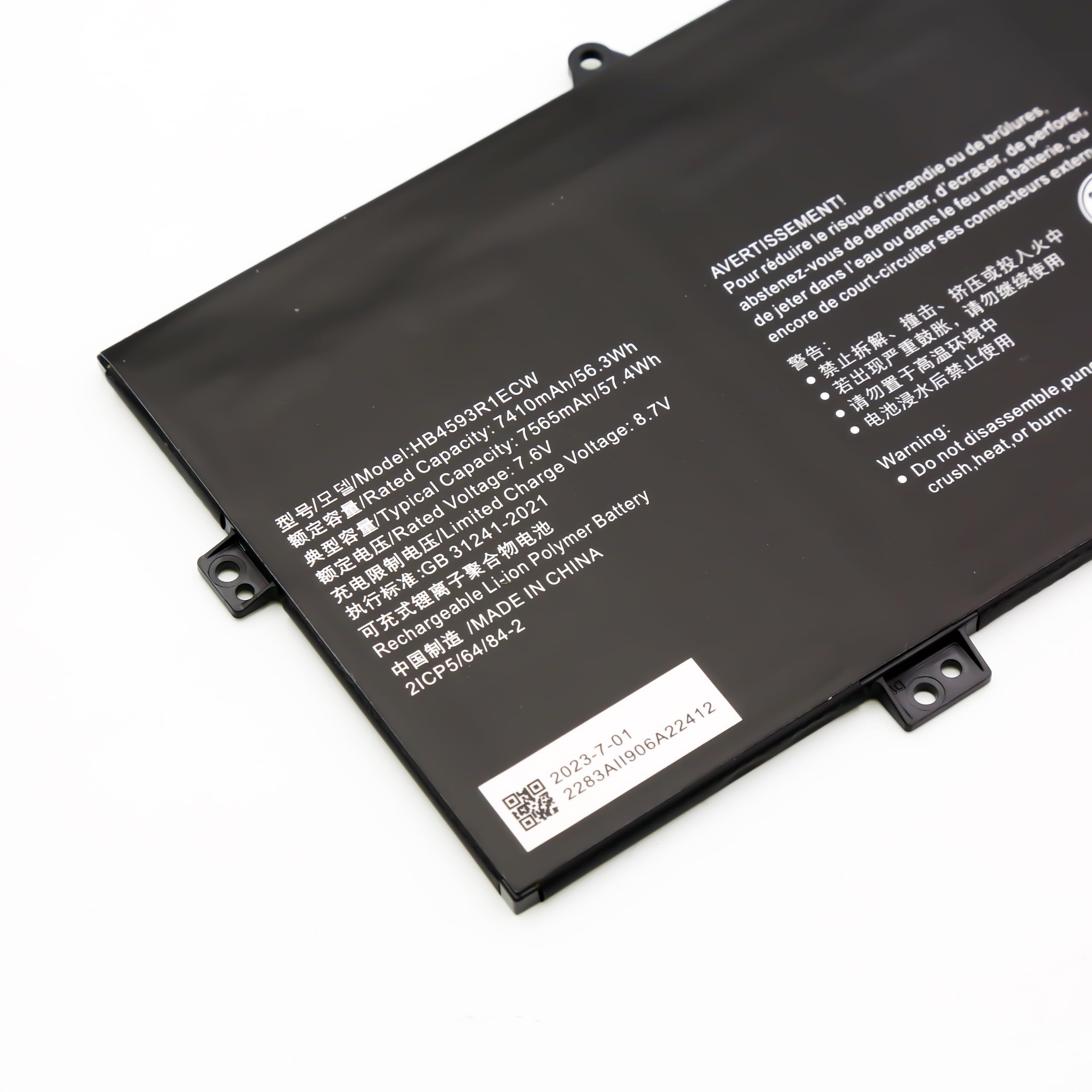 Batteria Tanch HB4593R1ECW-22 Per Huawei MateBook 14 E X Pro 2020 &ndash; 7.64V 7330mAh 56Wh Li-Polymer, Garanzia 24 Mesi!