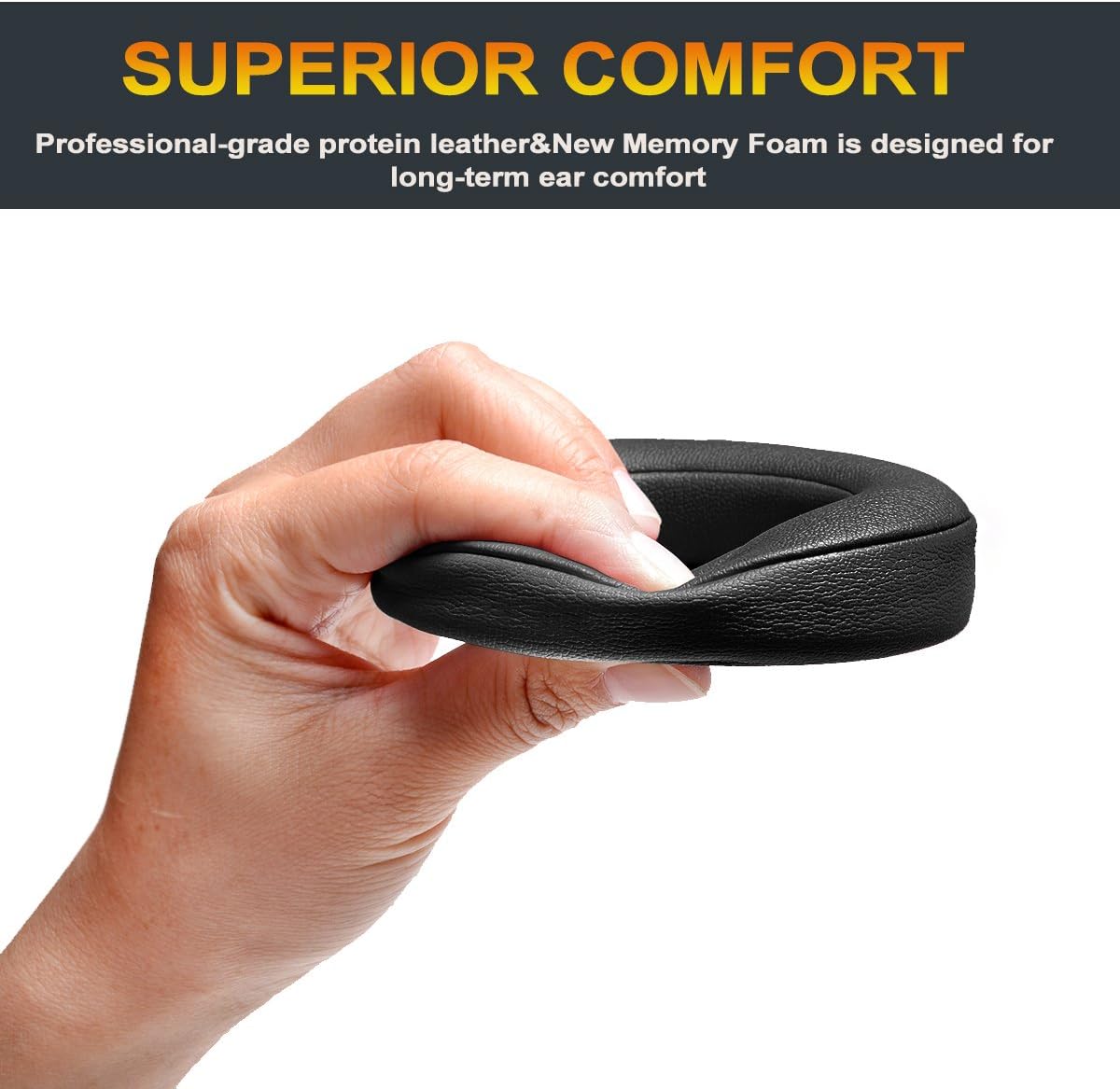 AGPTEK Black Replacement Earpads, 2 Pieces Foam Ear Pad Cushion Compatible with Beat Solo 2.0 Wireless Headphone