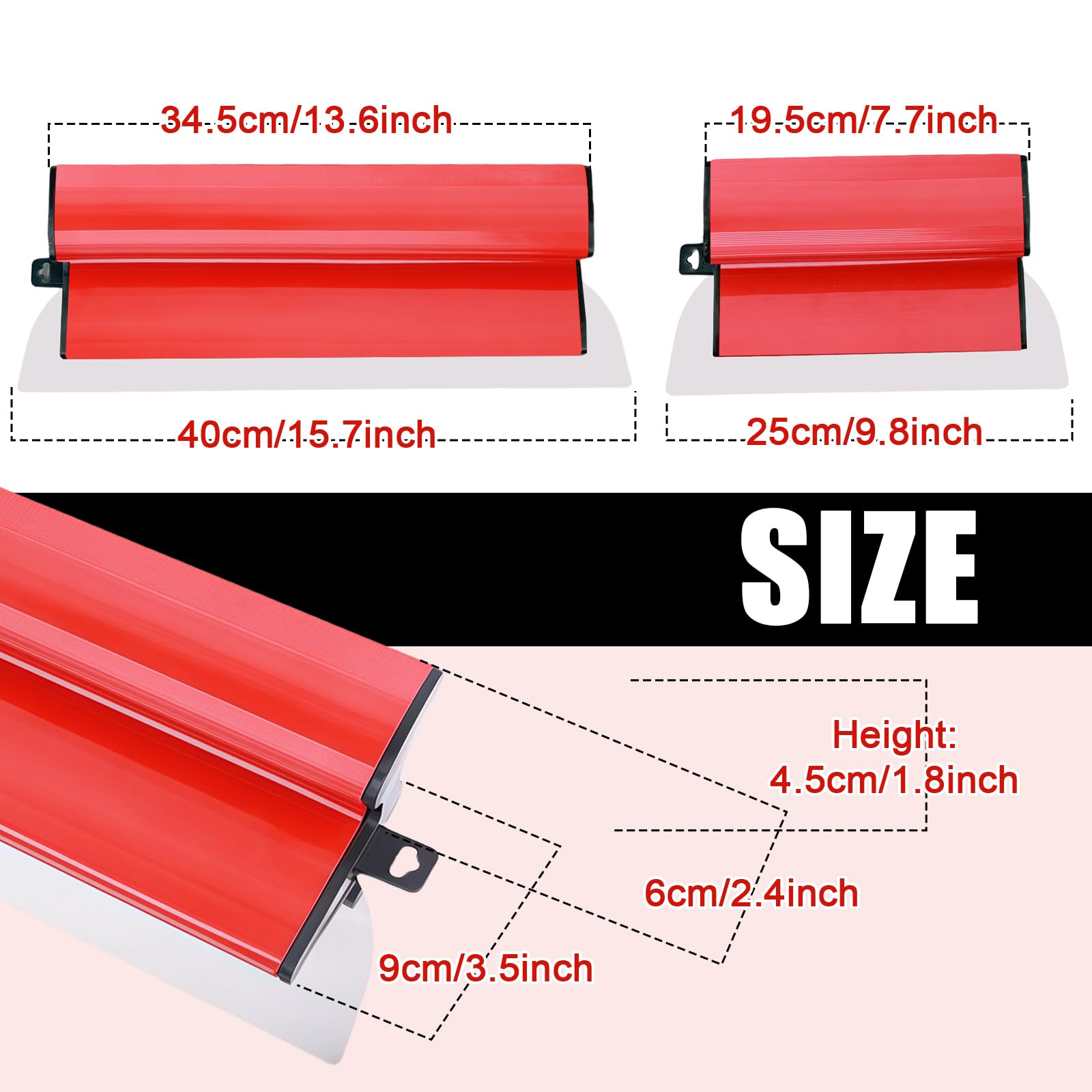 GAESHOW 25 cm + 40 cm Acier Inoxydable Couteau a Enduire, Spatule Enduit Set, Lame D'écrémage, pour Construction de Cloisons Sèches et Décoration Murale