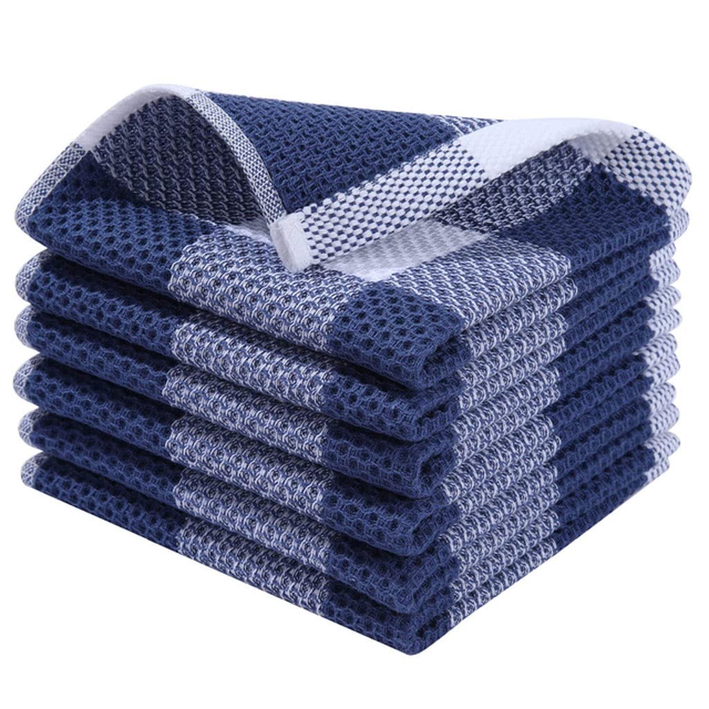Paño de cocina de algodón para cocina y hogar, toalla de cocina suave y absorbente con lazo para colgar, herramientas limpias reutilizables (color: paquete de 3, tamaño: 6 piezas) (6 piezas plateada
