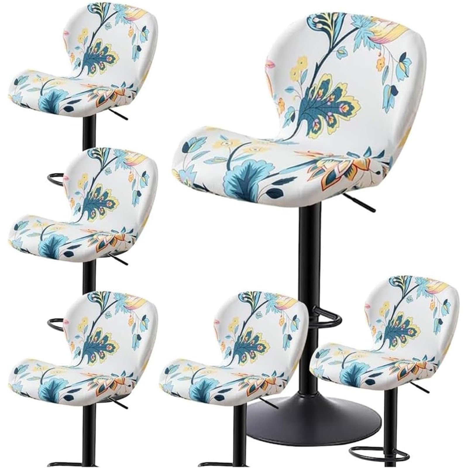 Leomix Stretch Printed Bar Stool Cover Set of 1/2/4/6, Adjustable Swivel Bar Stools Slipcover, Barstool Protector Covers for Dining Room Kitchen,G,6pack