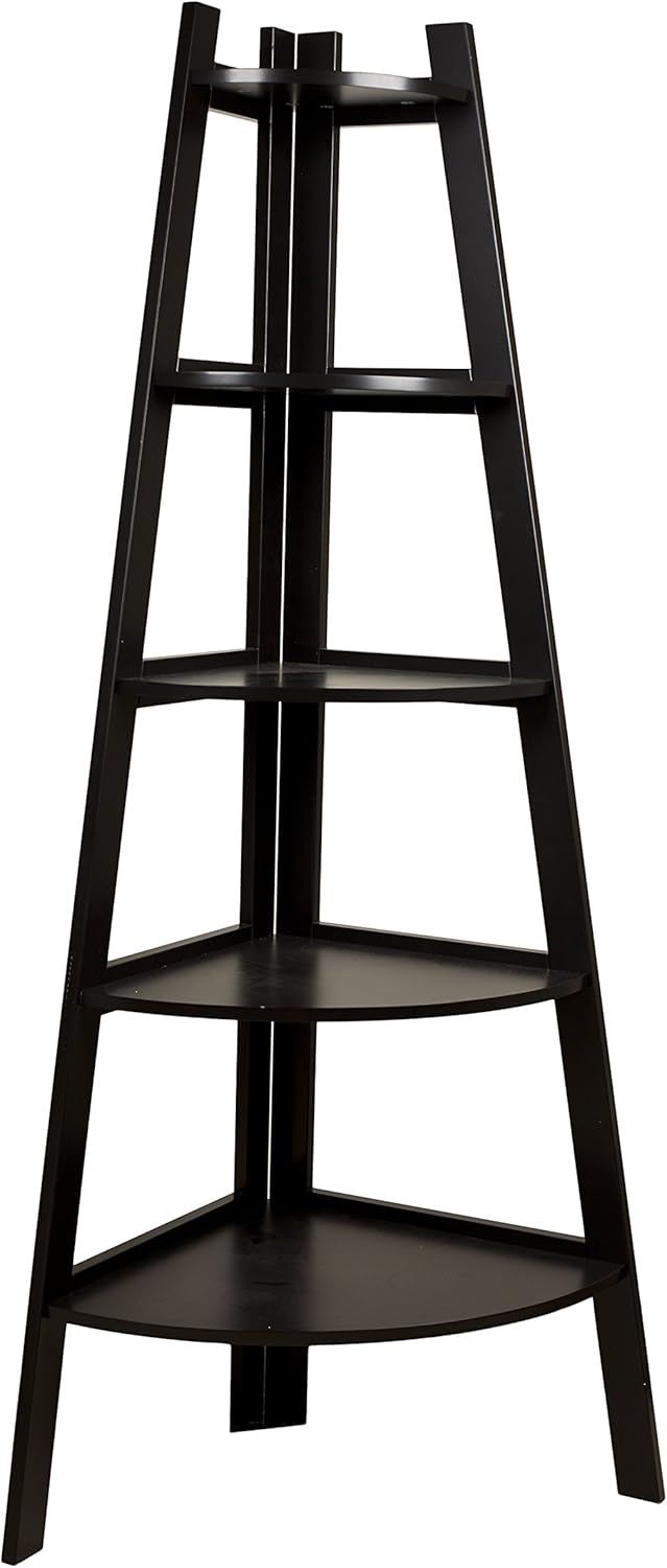 Danya B. Free Standing 5-Tier Pyramid Corner Ladder Display Shelving Unit/Bookshelf (Gray)