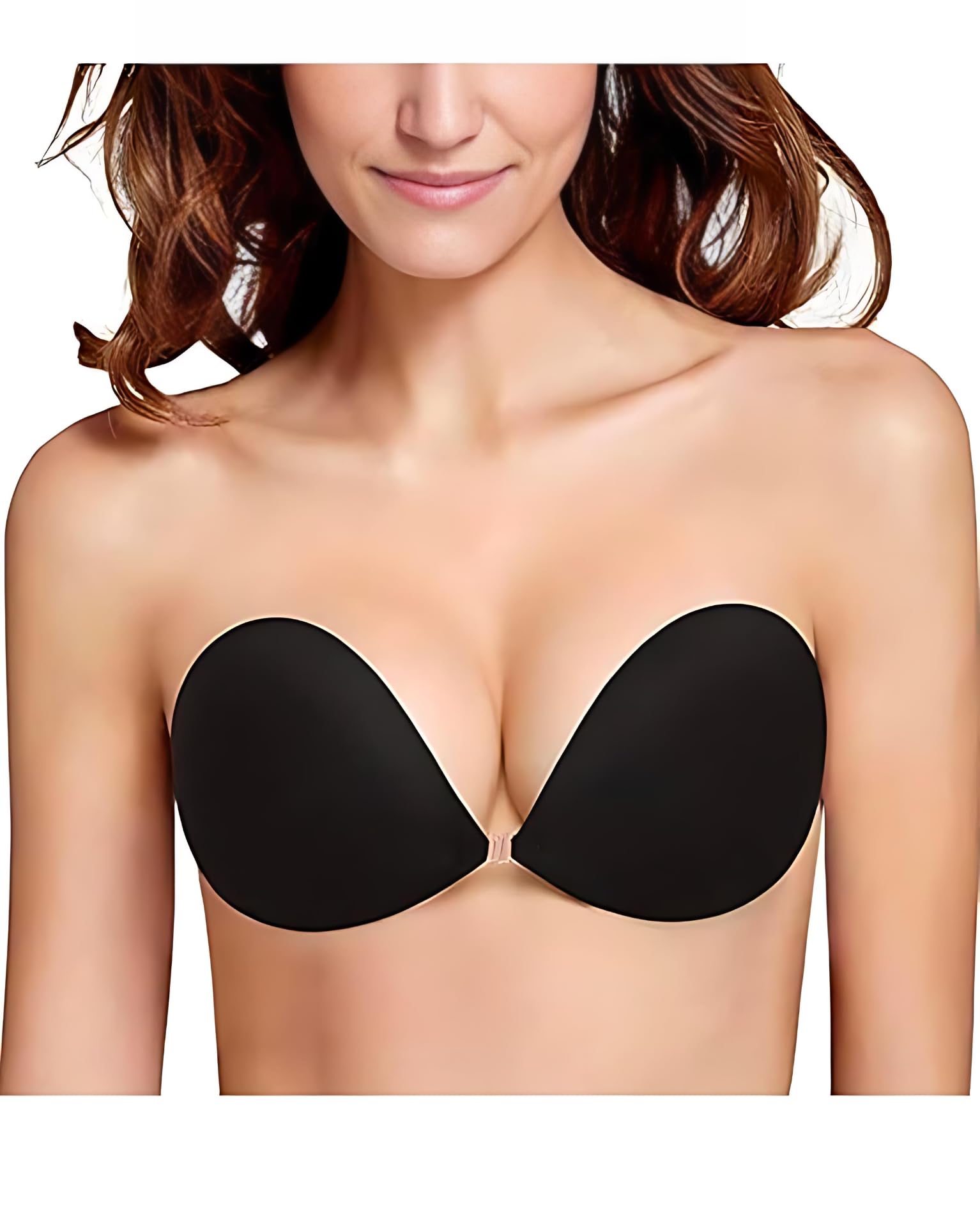 click charm Women's & Girl's Strapless Push Up Wire Free Stick On Invisible Bra (Free-Size) Black-picture-21