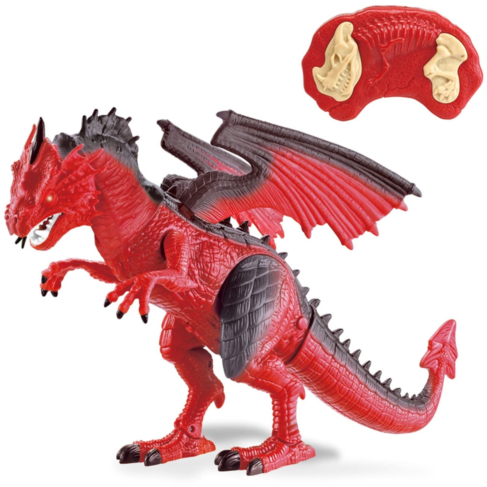 Rexco Large Red Radio Remote Control Dinosaur Infrared RC T-Rex Dragon Walking Fire Breathing Effect Toy Childrens Kids Xmas Gift