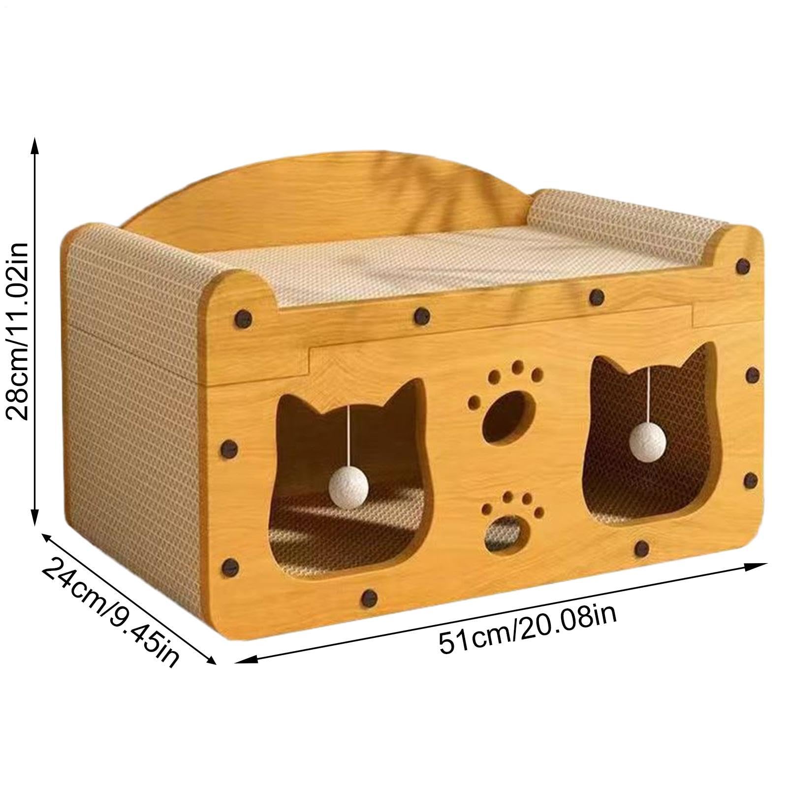 Casa de Cartón para Gatos Antideslizante, Juguete Interactivo | Tablero Rascador para Gatos para Disfrutar en Familia en Interior, Exterior, Salón o Viajes