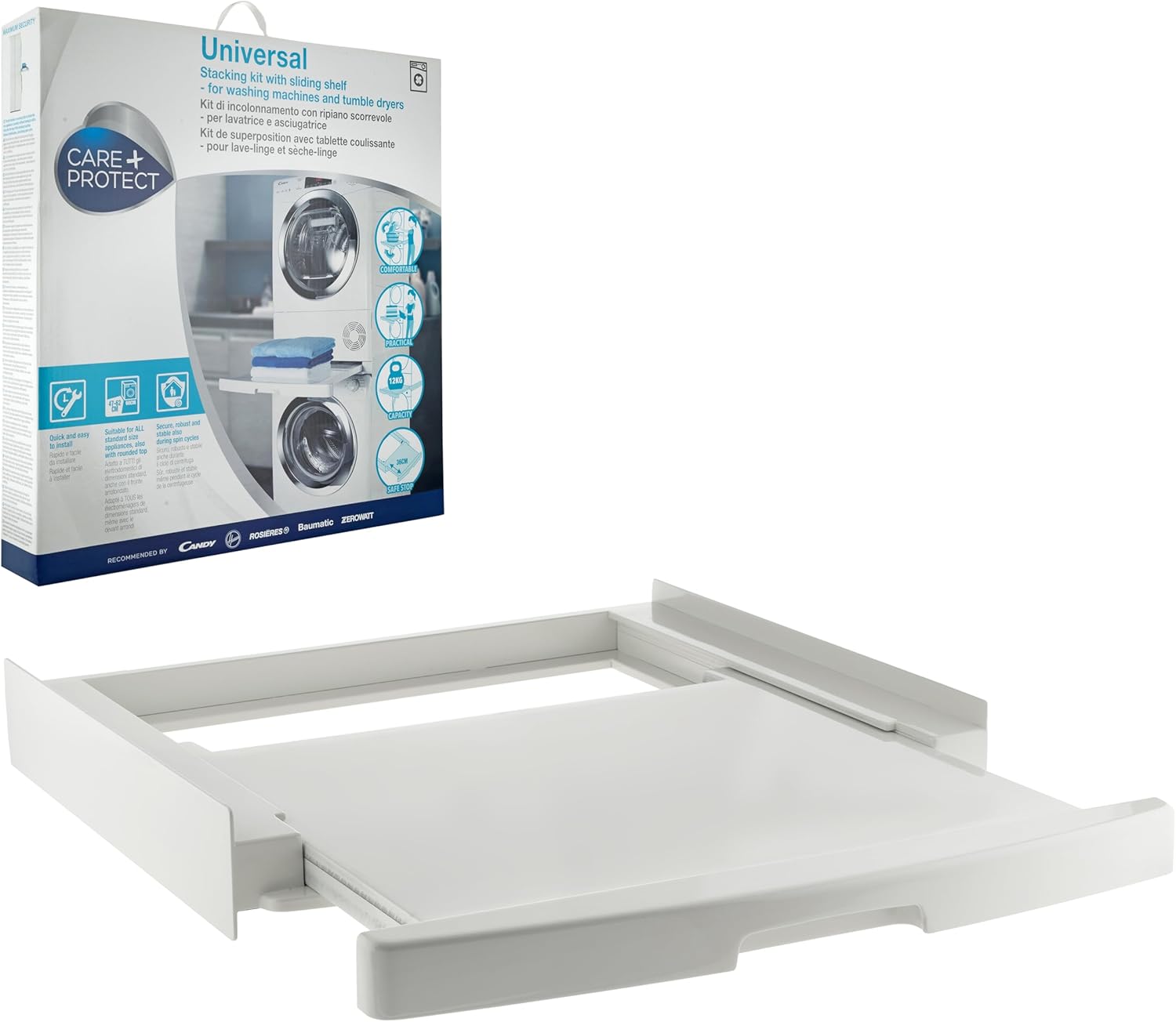 CARE + PROTECT Universal Stacking Kit with Sliding Shelf for Washing Machines and Tumble Dryers