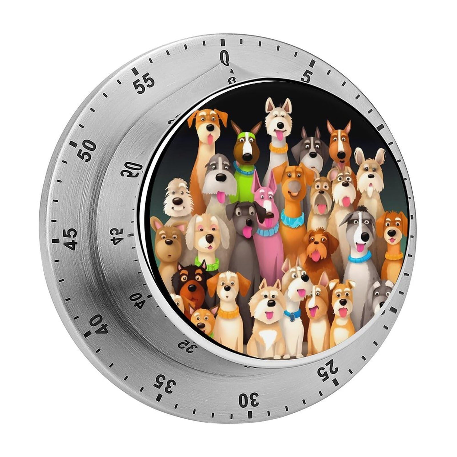 Dogs Kitchen Timer for Cooking,Chef Cooking Timer Clock with Loud Alarm Stainless Steel Countdown Timer No Batteries for Home Baking Cooking