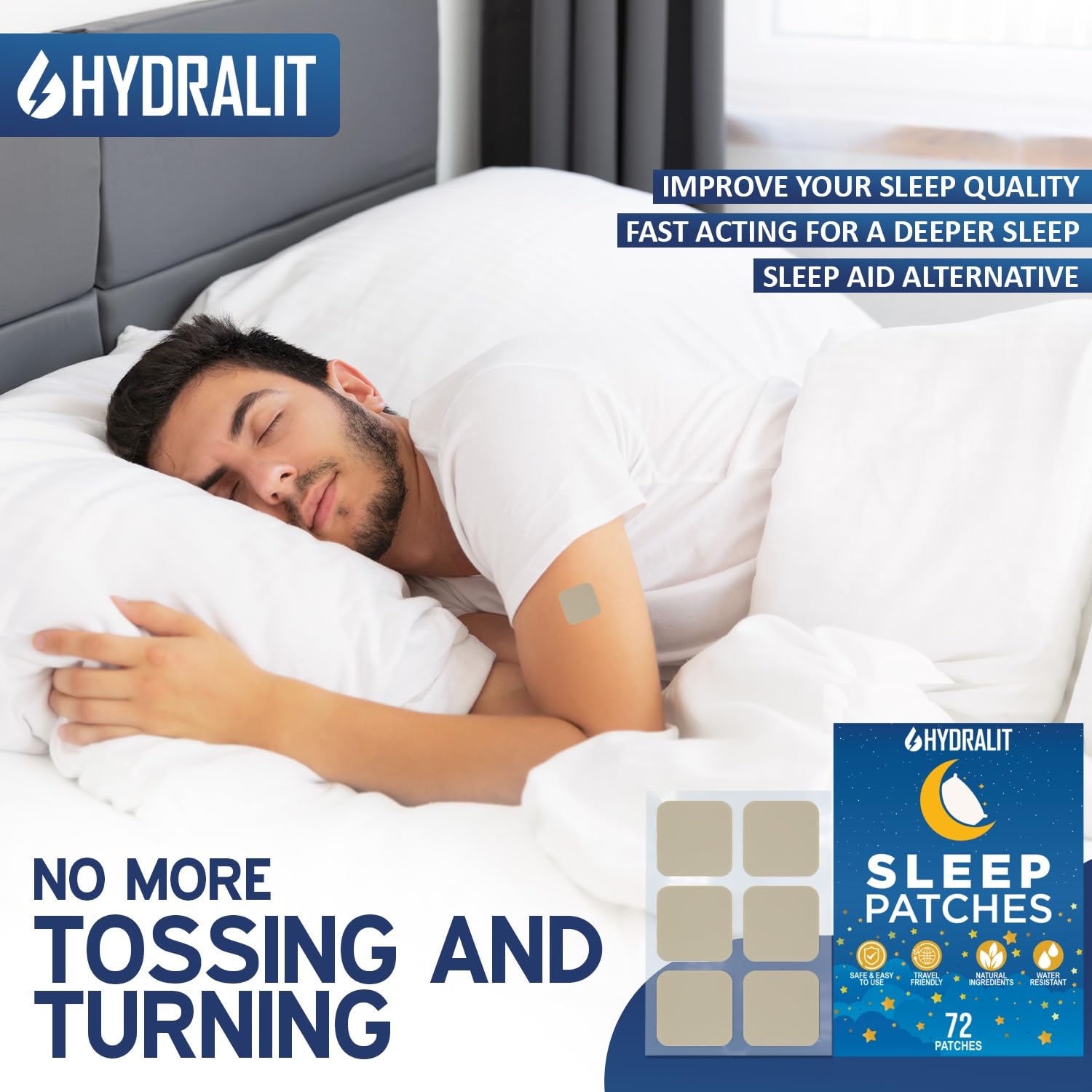 Sleep Patches for Adults Extra Strength Sleeping Aid Patch Melatonin Restful Nights Time-Released Formula Skin Jet Lag Travel Friendly Last All Night Men and Women Better Morning 72 Pack — Amazon image 7