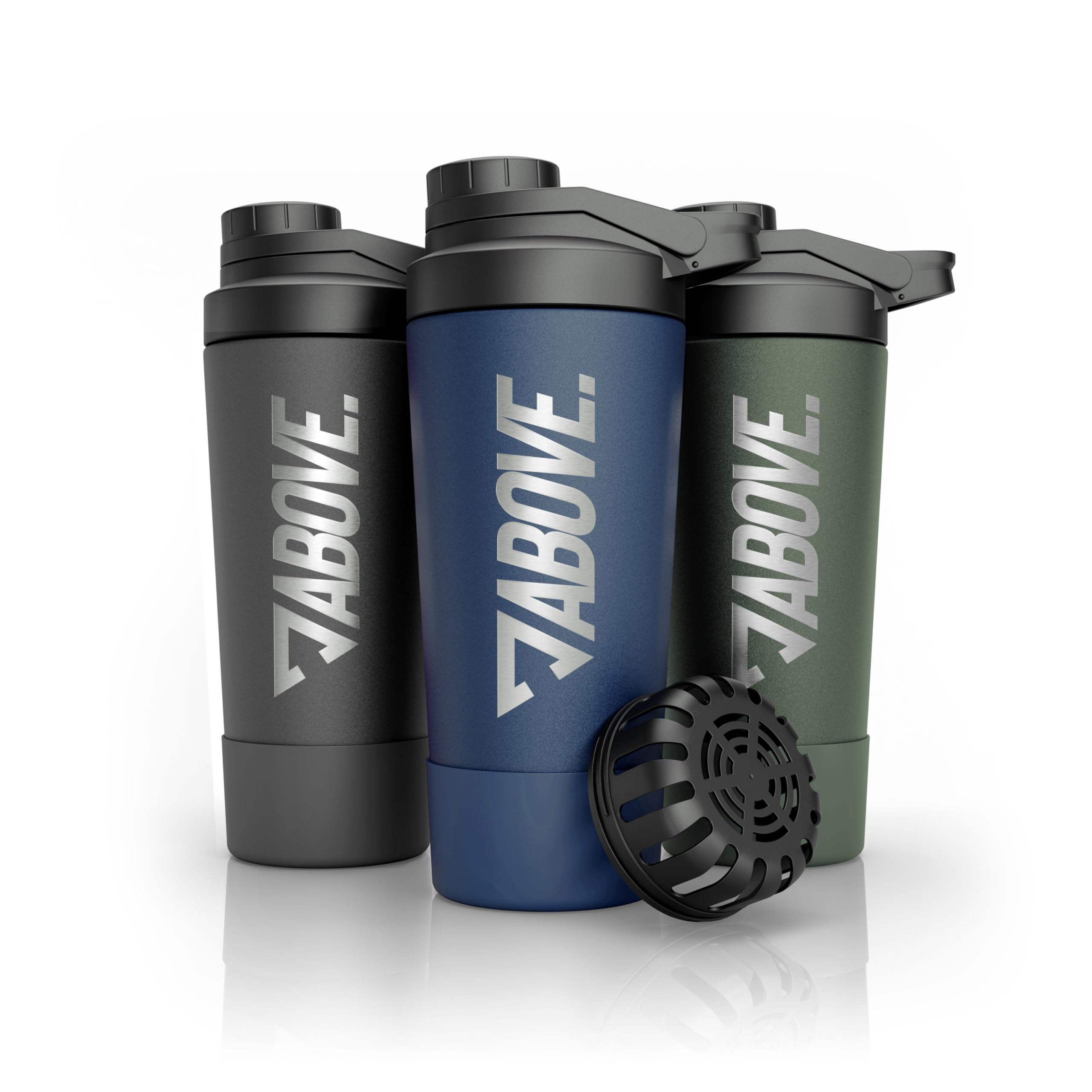ABOVE. Shaker Proteine Acciaio Inox 750ml – Senza BPA e Termico: Bevande Fredde per 12H – Scala Incisa & Tappo 100% Antigoccia – Robusto e Durevole – Lavabile in Lavastoviglie fino a 45°C (Blu)