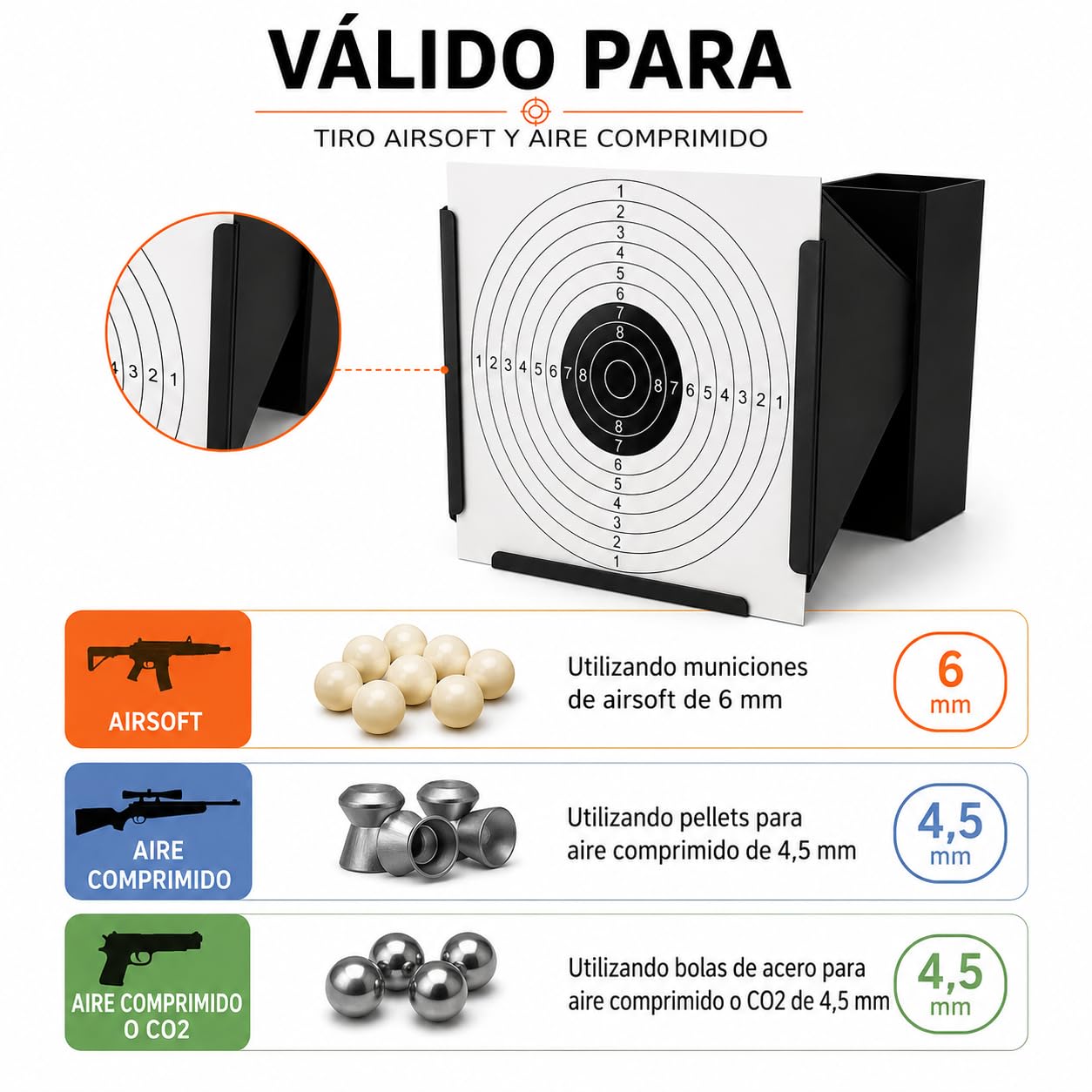 Cazabalines 50 dianas 14 x 14 cms Tiro al Blanco Airsoft Airgun