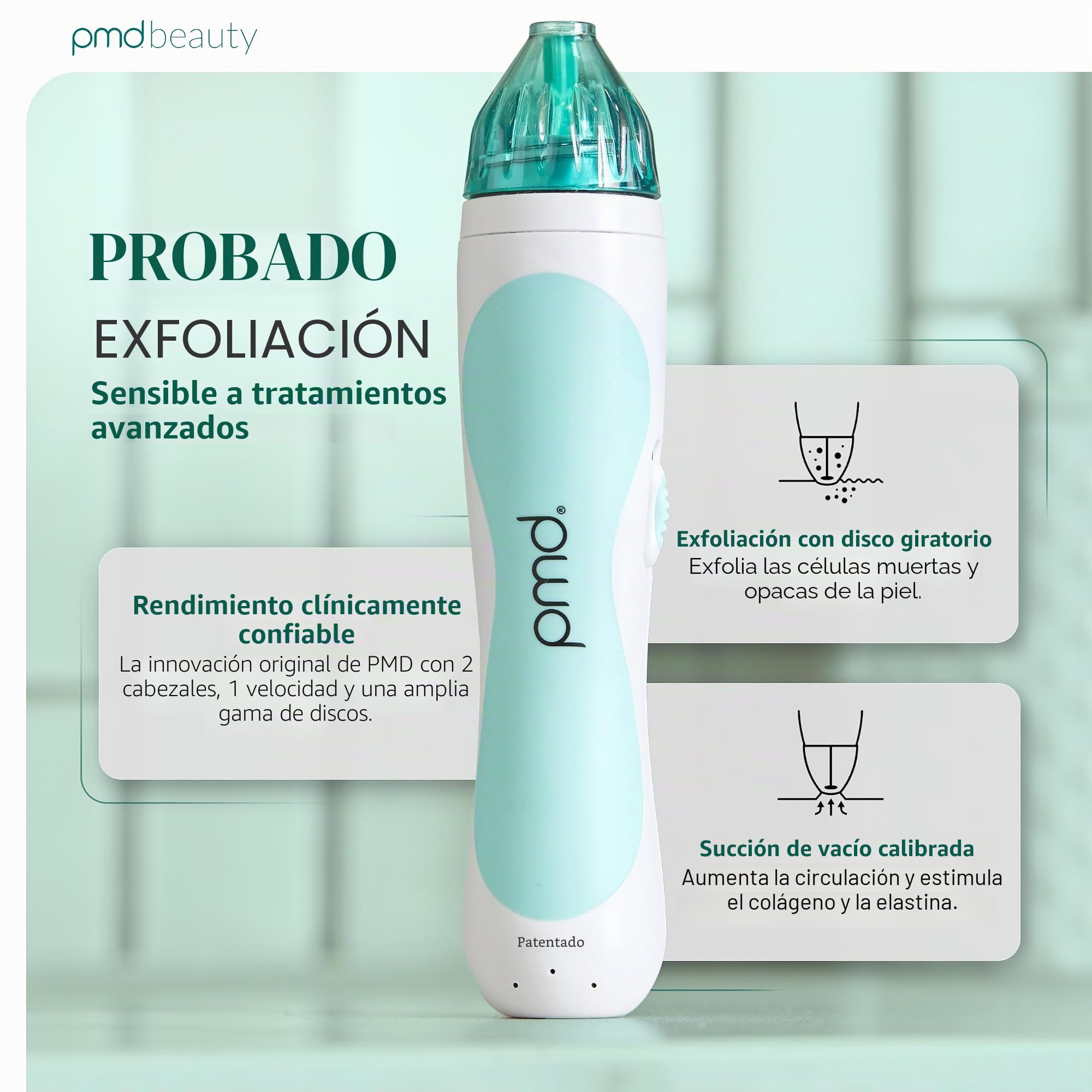 PMD Personal Microderm Classic - Máquina de microdermoabrasión en casa con kit para cara y cuerpo - Cristales exfoliantes y succión al vacío para piel fresca y radiante