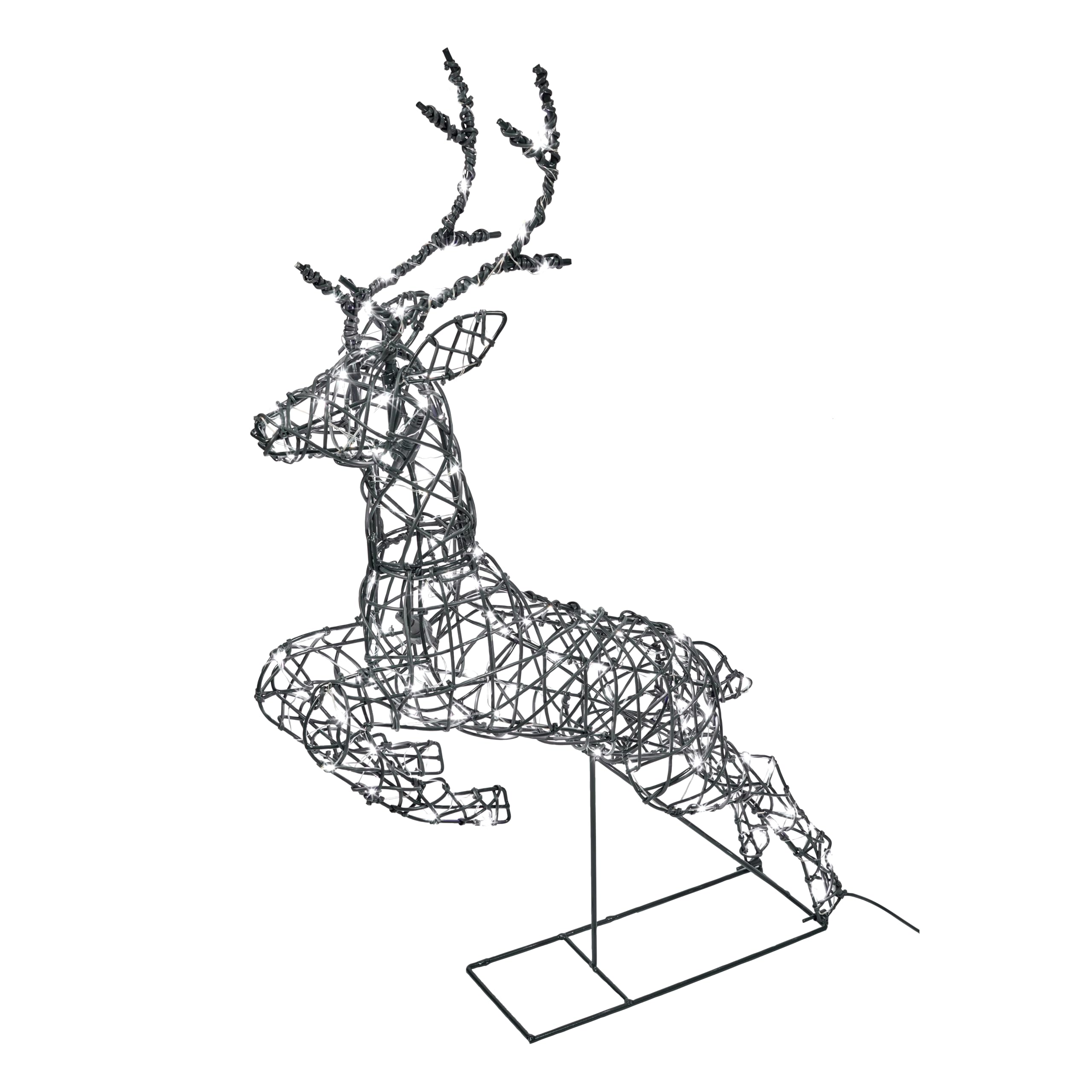 Light4fun Kleiner Hirsch mit springendem Harlow | strombetrieben | mit 120 LEDs, Timer & 3 Beleuchtungsmodi Weihnachten Weihnachtsdeko | wetterfest für Garten außen | Höhe 80 cm