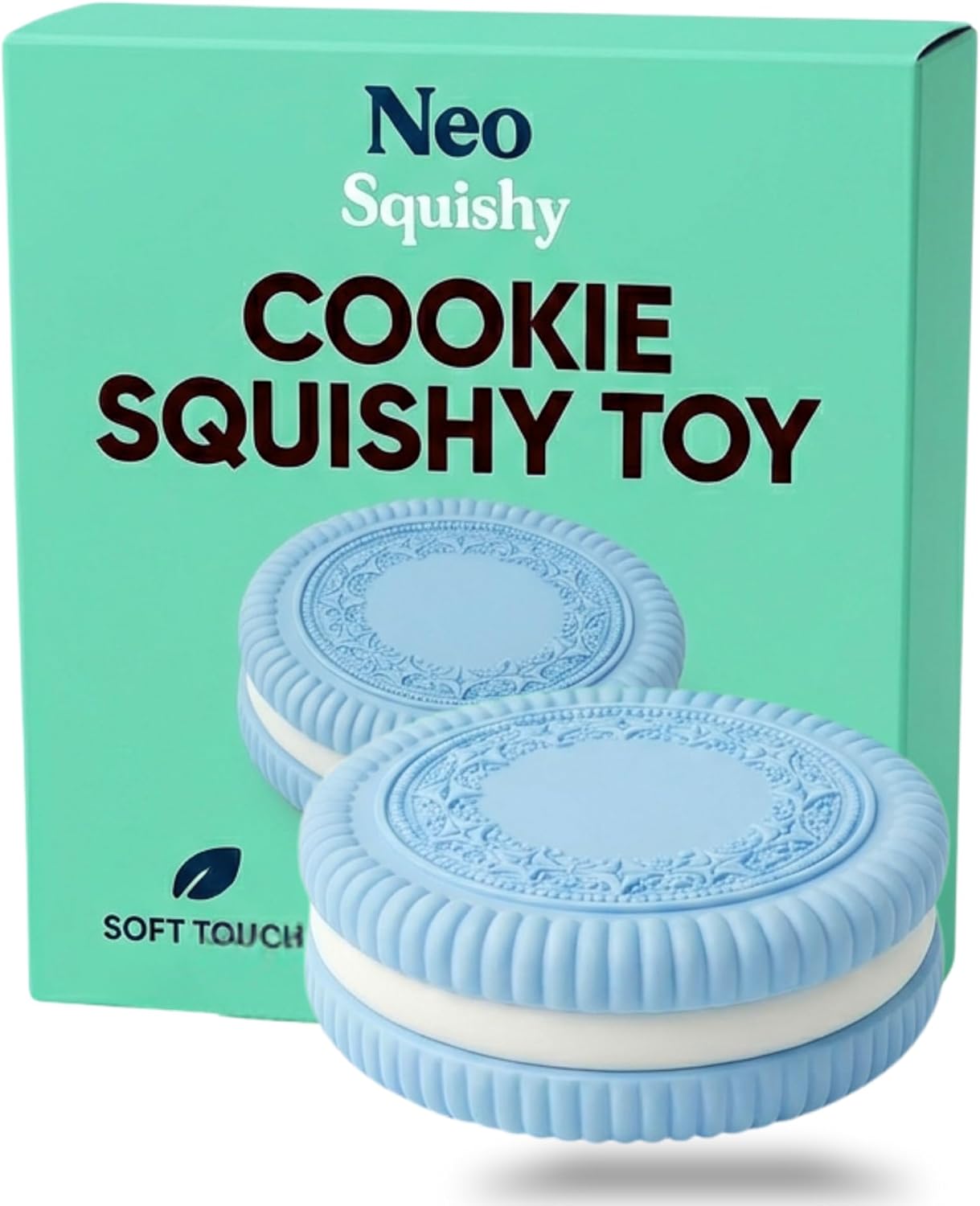 Giant Blue Taba Squishy - 16cm XXL Jumbo Cookie Oreos Fidget Toy - Neo Squishy Big Squeeze TikTok Viral Sticky Toys - Extra Large Stress Relief for Adults & Kids Anxiety Relief Biscuit Squishy
