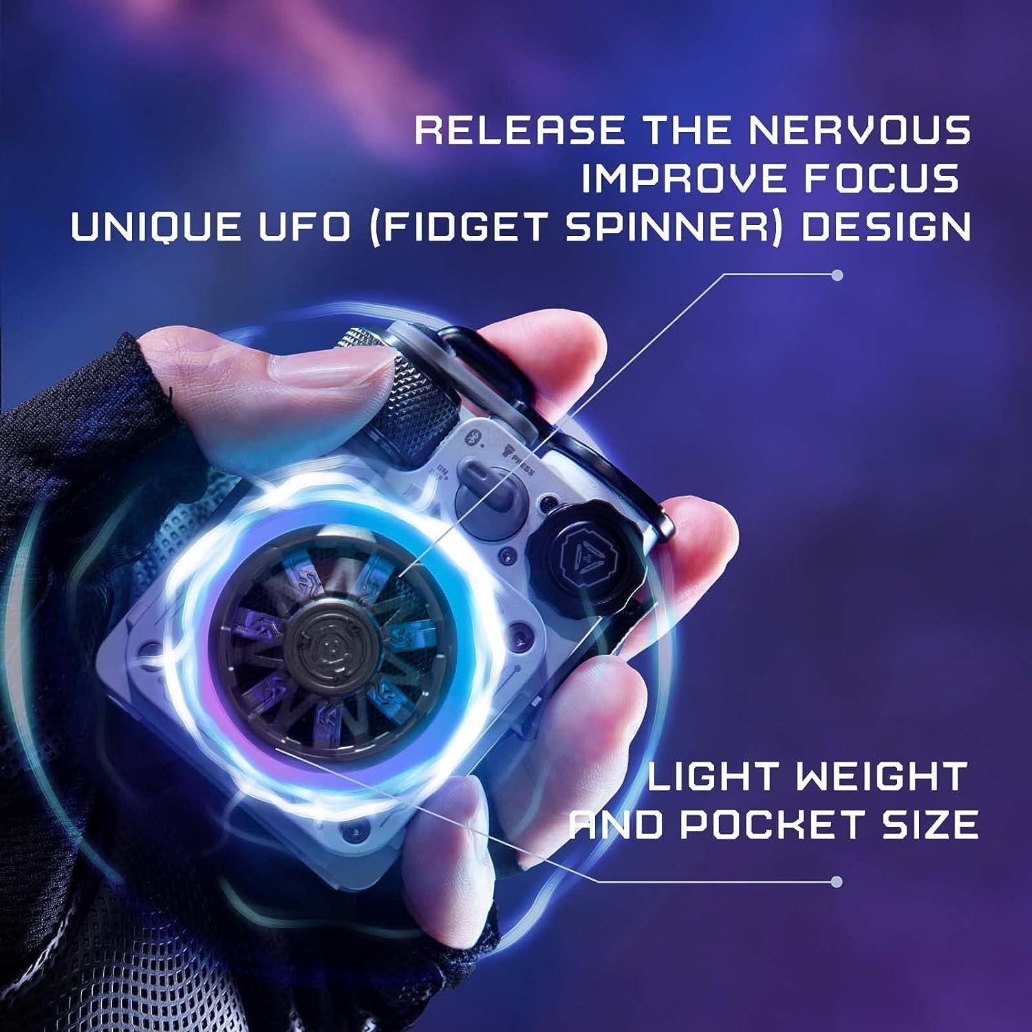 Muzen Cyber Cube-Pro White Bluetooth Speaker, Bluetooth 5.0, Portable Speaker with Fidget Spinner, Crystal Clear Sound with RGB Led Light Wireless Speaker, Waterproof Speakers for Indoor Outdoor 2