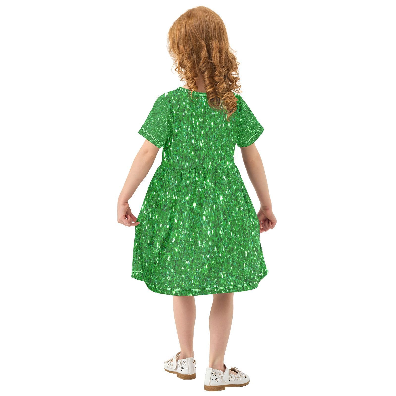 Amazon.com: Green Sparkle Girls Dress Short Sleeve Dress Girls' Summer  Sundress 4T : Clothing, Shoes & Jewelry
