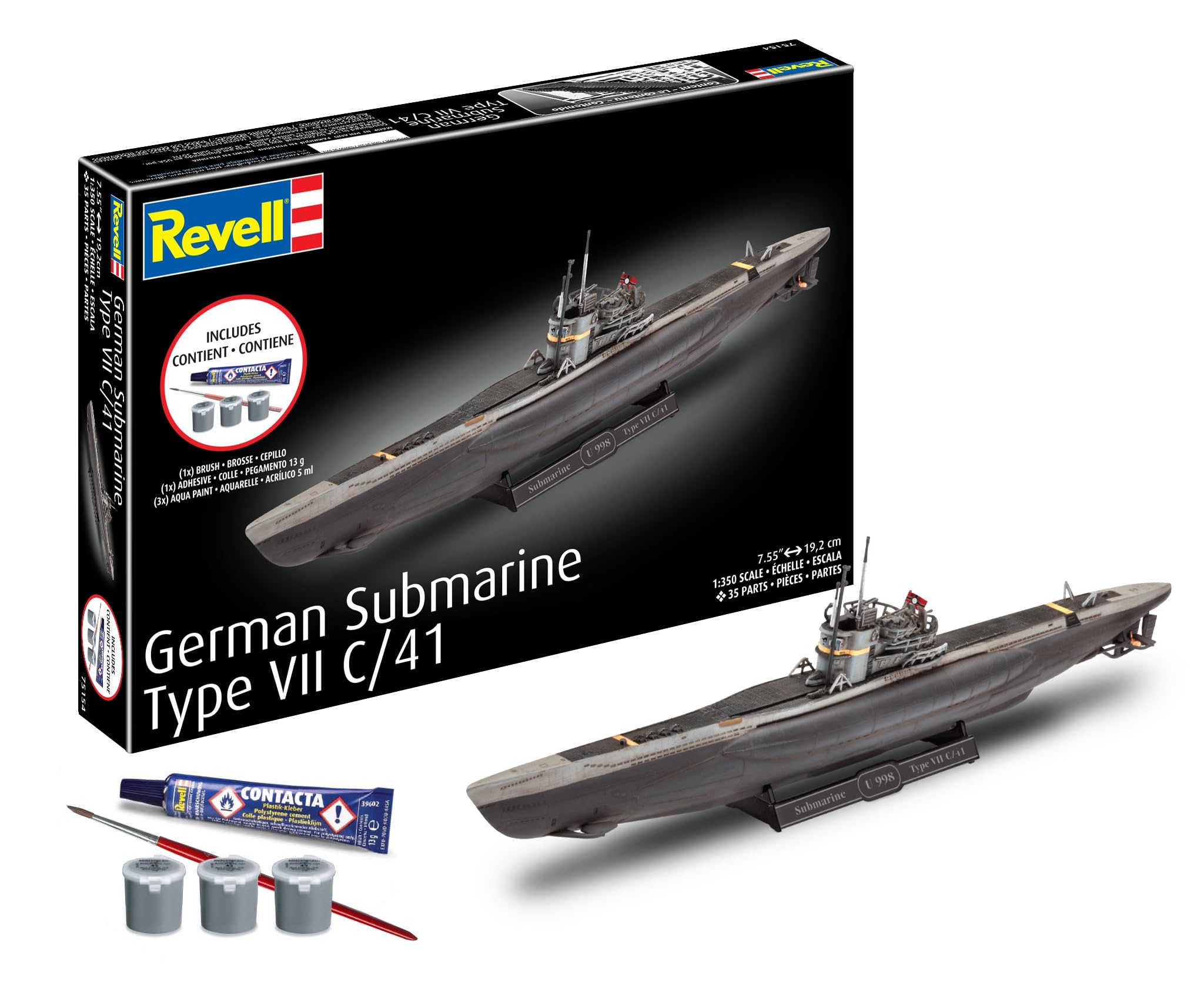 German Submarine Type VII C/41 WWII UBoat Model Kit All-Included Set