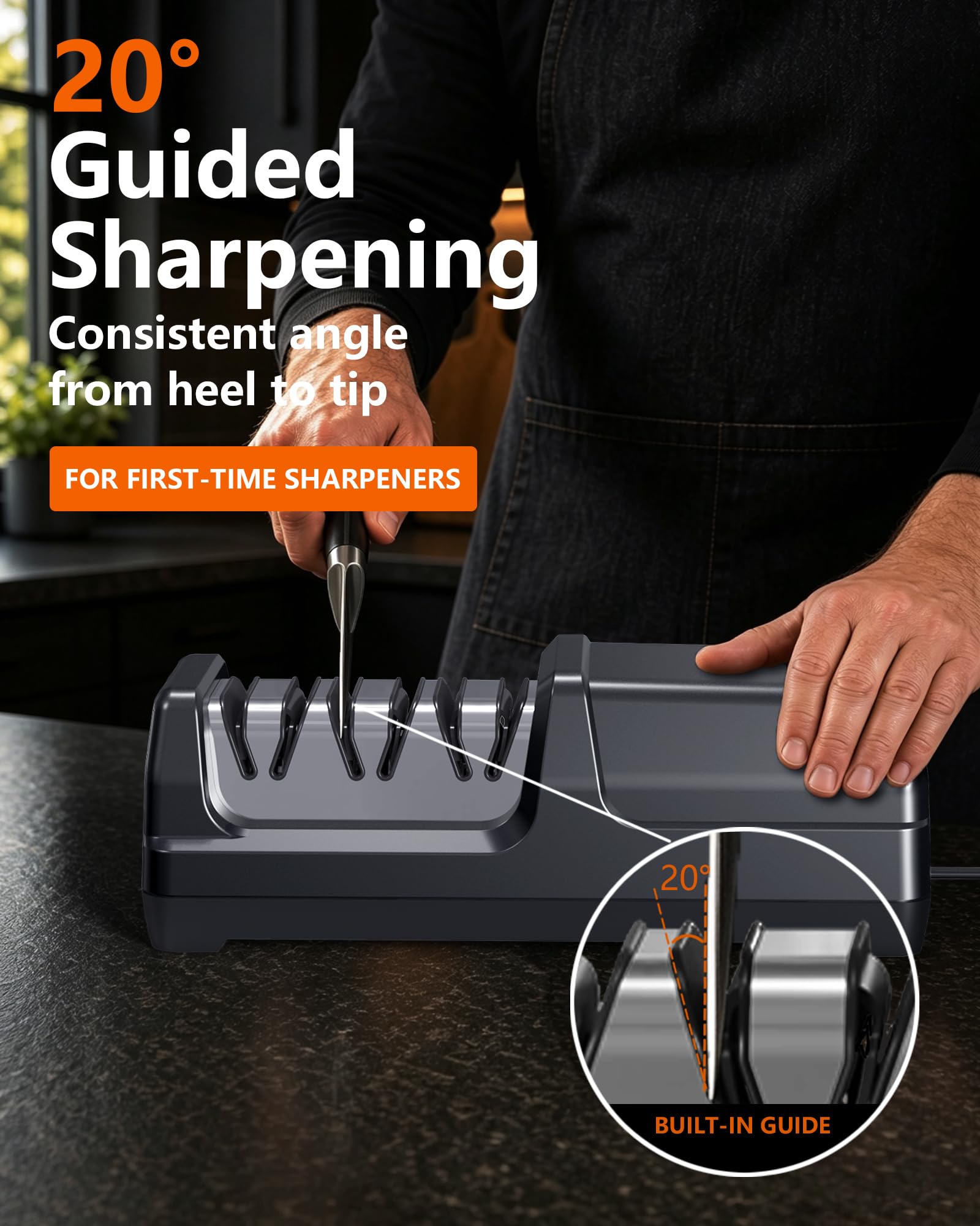 3-Stage Electric Knife Sharpener for Dull Straight-Edge Kitchen Knives — Amazon image 3