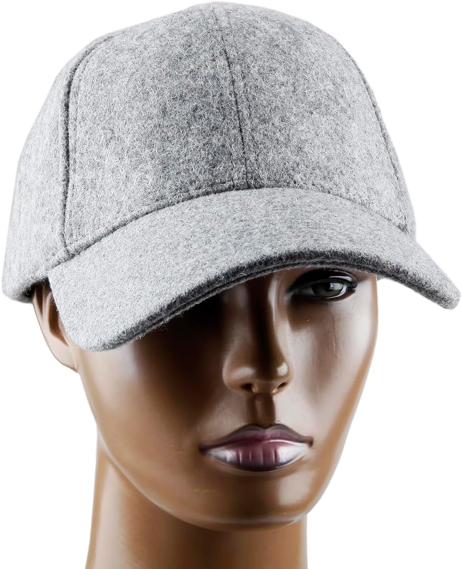 Sportmusies 6 Panel Wool Blend Baseball Cap for Men Women, Adjustable Winter Warm Dad Hat Sport Outdoor