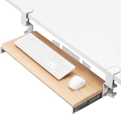 VIVO Bandeja deslizante grande con abrazadera para teclado y mouse debajo del escritorio 27 33 abrazaderas incluidas x 11 pulgadas bandeja de madera
