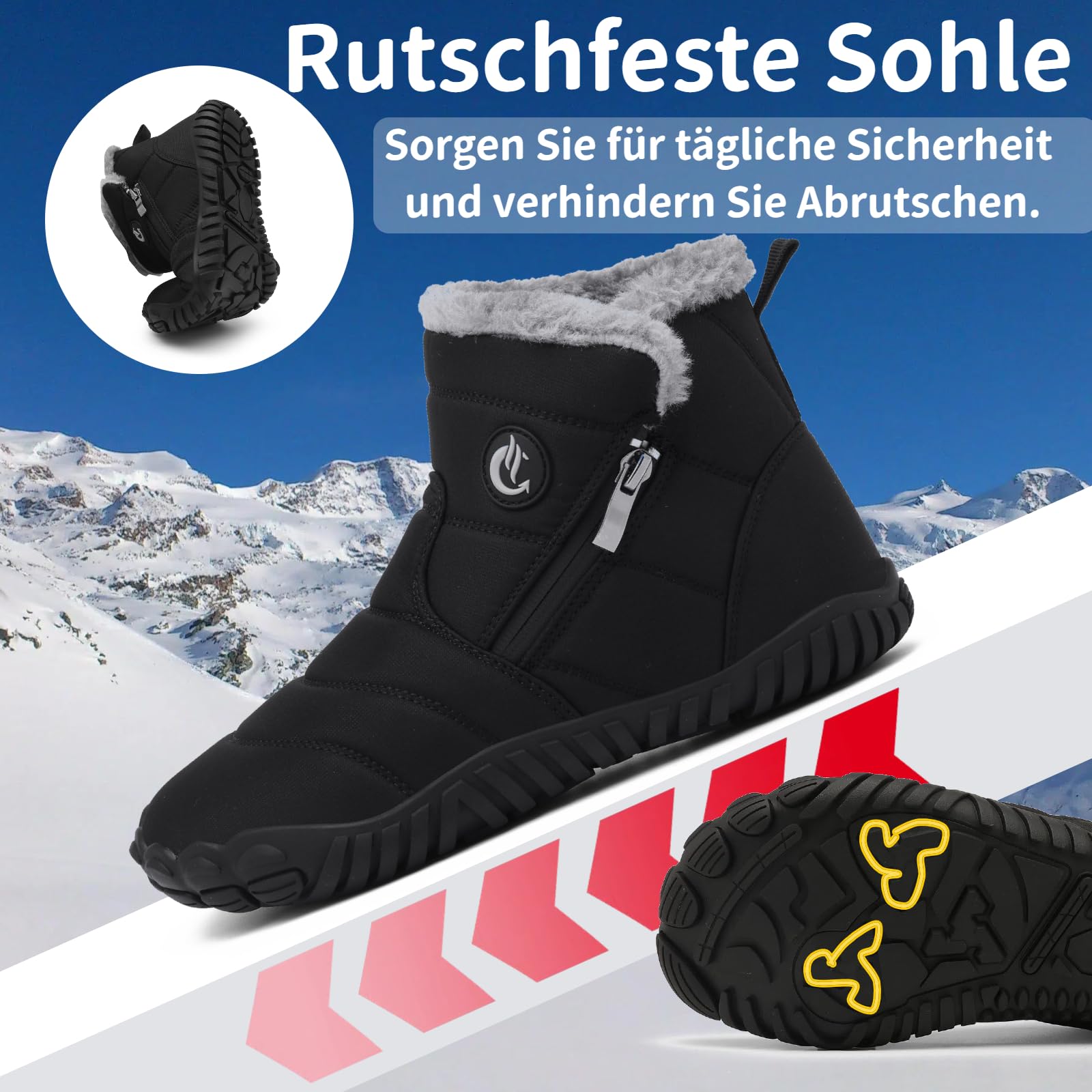 Stivali Donna Invernali Uomo Stivali da Neve Foderato Caldo Scarpe da Inverno Caldi Casual Camminate Antiscivolo Boots Impermeabili,Dimensione:36-46 EU