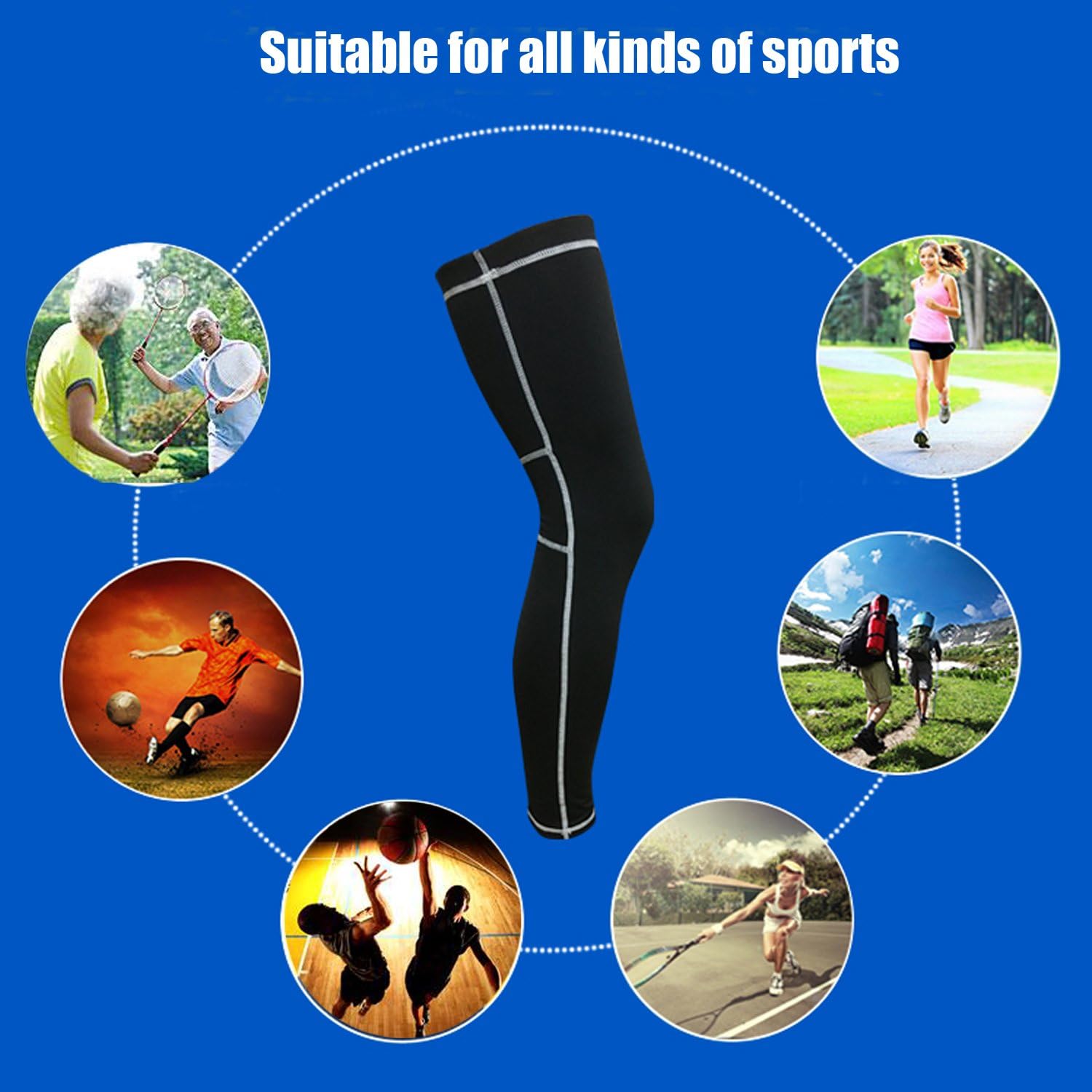 Leg guards for athletic use, Calf Compression Sleeve Ultra Thin(1 Pair) for Adult Youth Sport Football Basketball Cycling Strech Leg Knee Long Sleeve(Black-Grey,S)