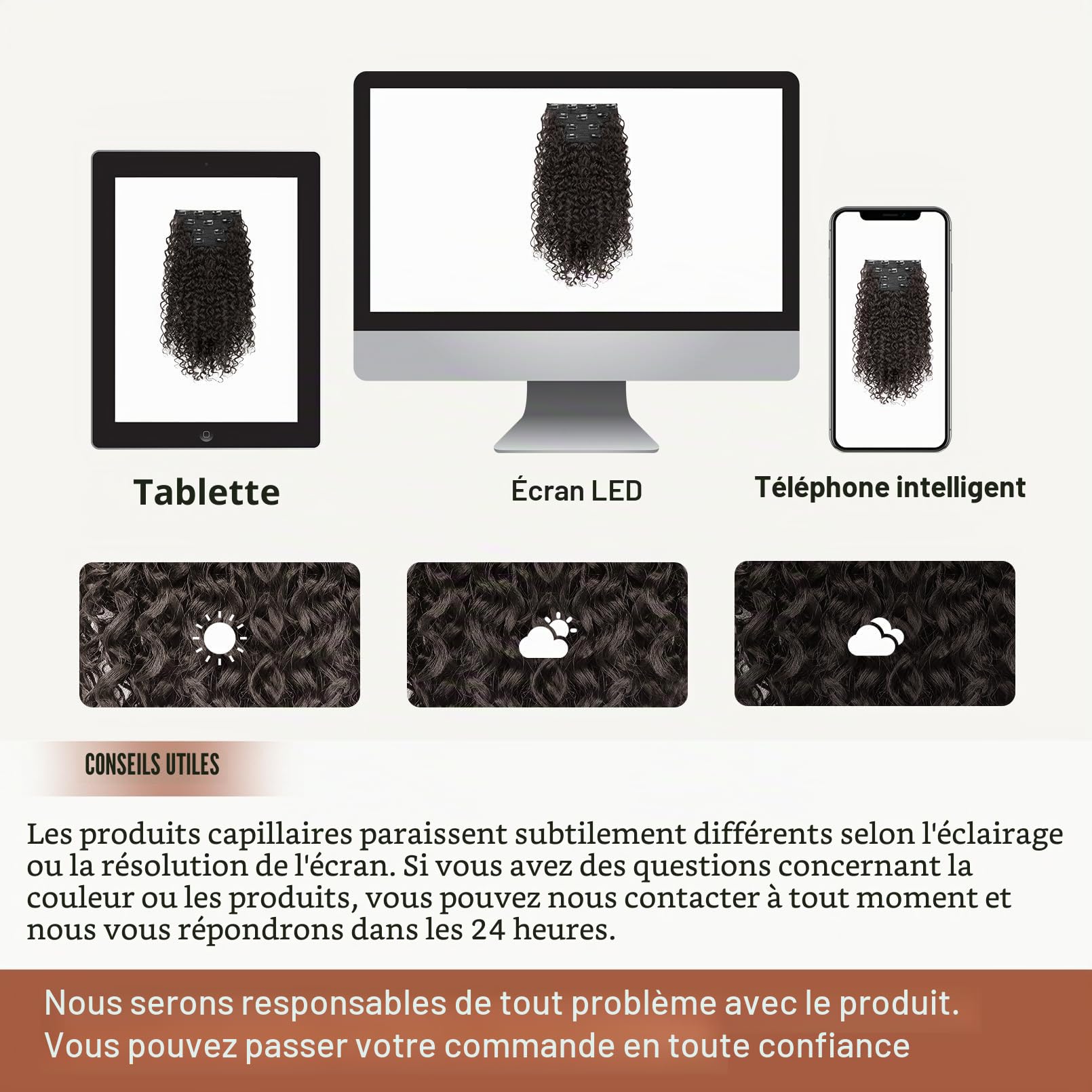 Extensions de cheveux à clipser, FLUFYMOOZ 4 pièces 100 % Pure Protéine Soie Extensions de cheveux Longues, Douces, Naturelles, 50,8 cm, Extension de cheveux bouclés pour femmes (Brun Chocolat Foncé)
