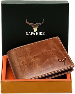 NAPA HIDE Leather Wallet for Men I Handcrafted I Credit/Debit Card Slots I 2 Currency Compartments I 2 Secret Compartments (Tan Crunch) Price in India