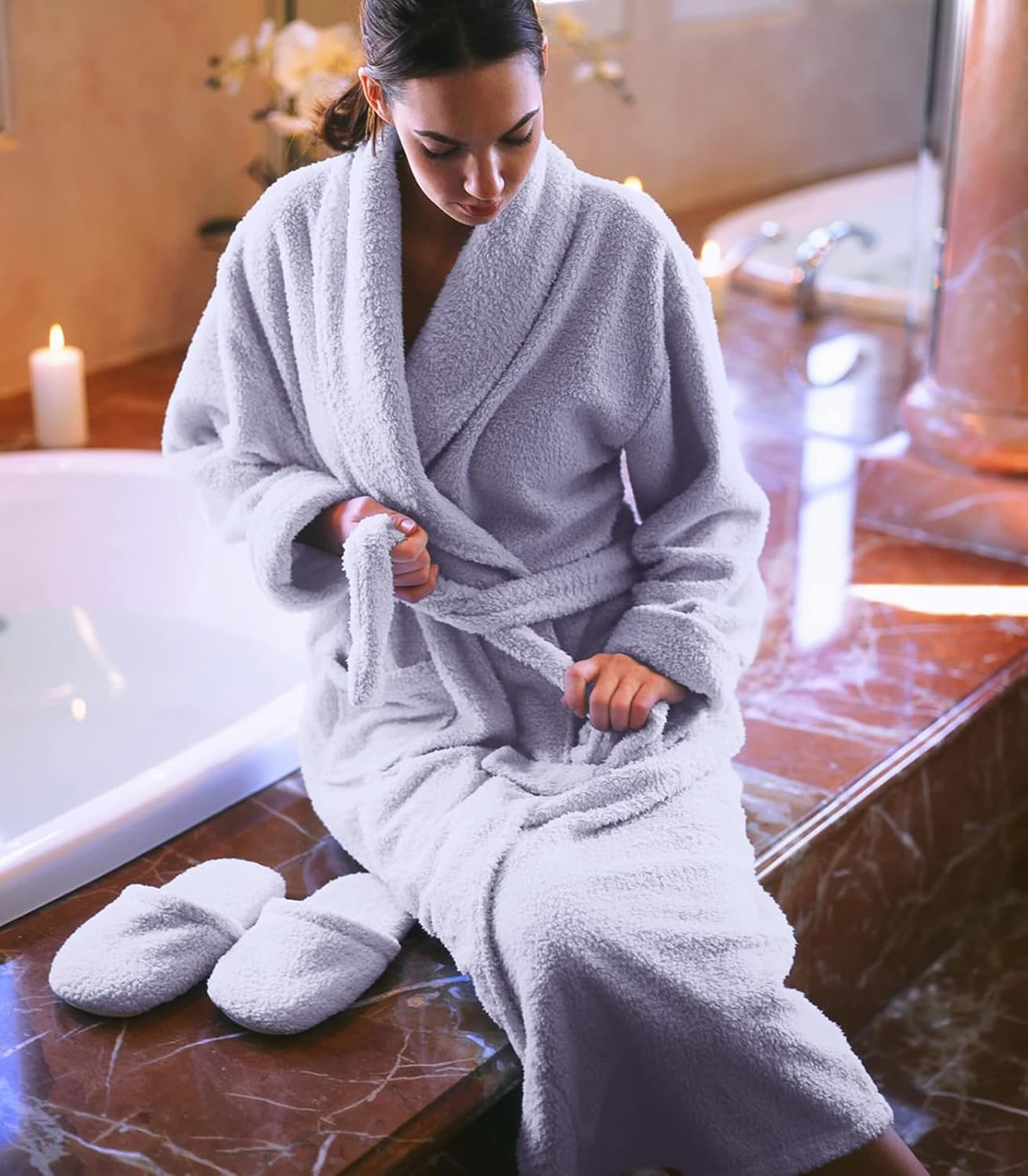 Plush Microfiber Fleece Robe | Super Soft & Warm | Lightweight | Full Length - Image 4